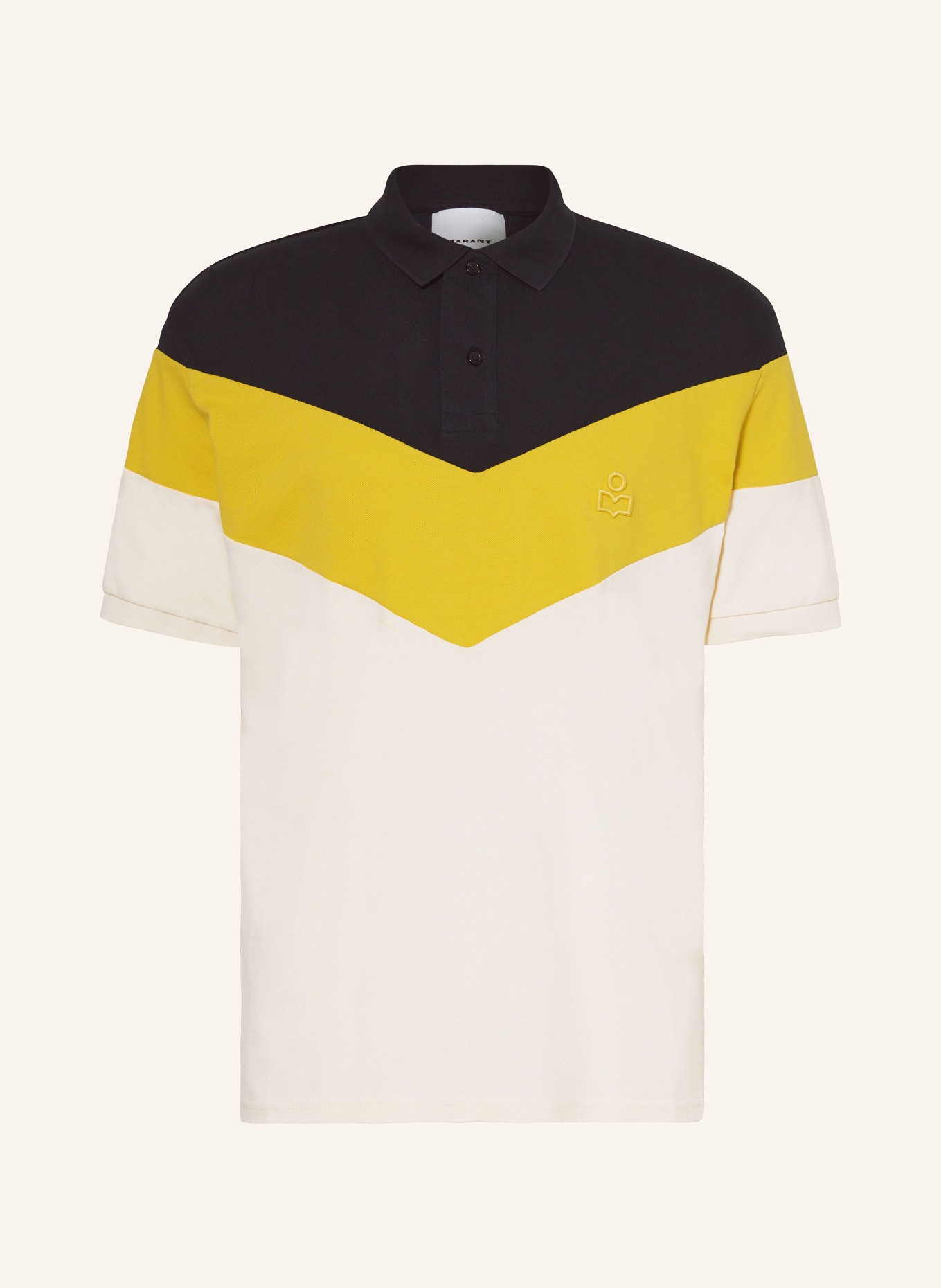 ISABEL MARANT Piqué-Poloshirt ANTON-GB Comfort Fit, Farbe: DUNKELBLAU/ GELB/ CREME (Bild 1)