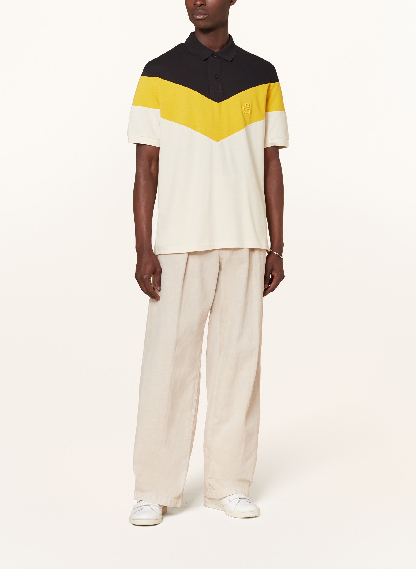 ISABEL MARANT Piqué-Poloshirt ANTON-GB Comfort Fit, Farbe: DUNKELBLAU/ GELB/ CREME (Bild 2)