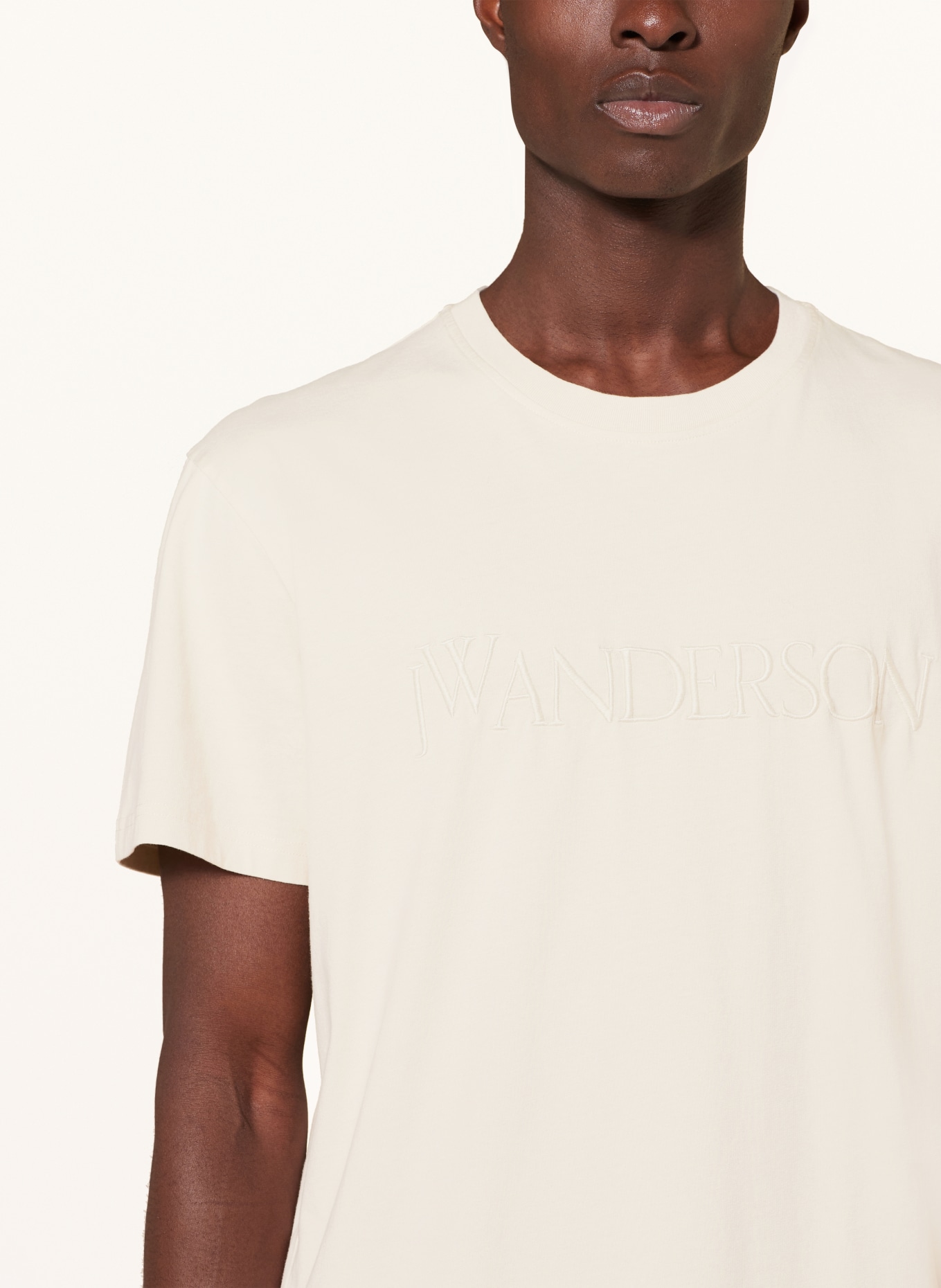 JW ANDERSON T-shirt z haftem, Kolor: BEŻOWY (Obrazek 4)