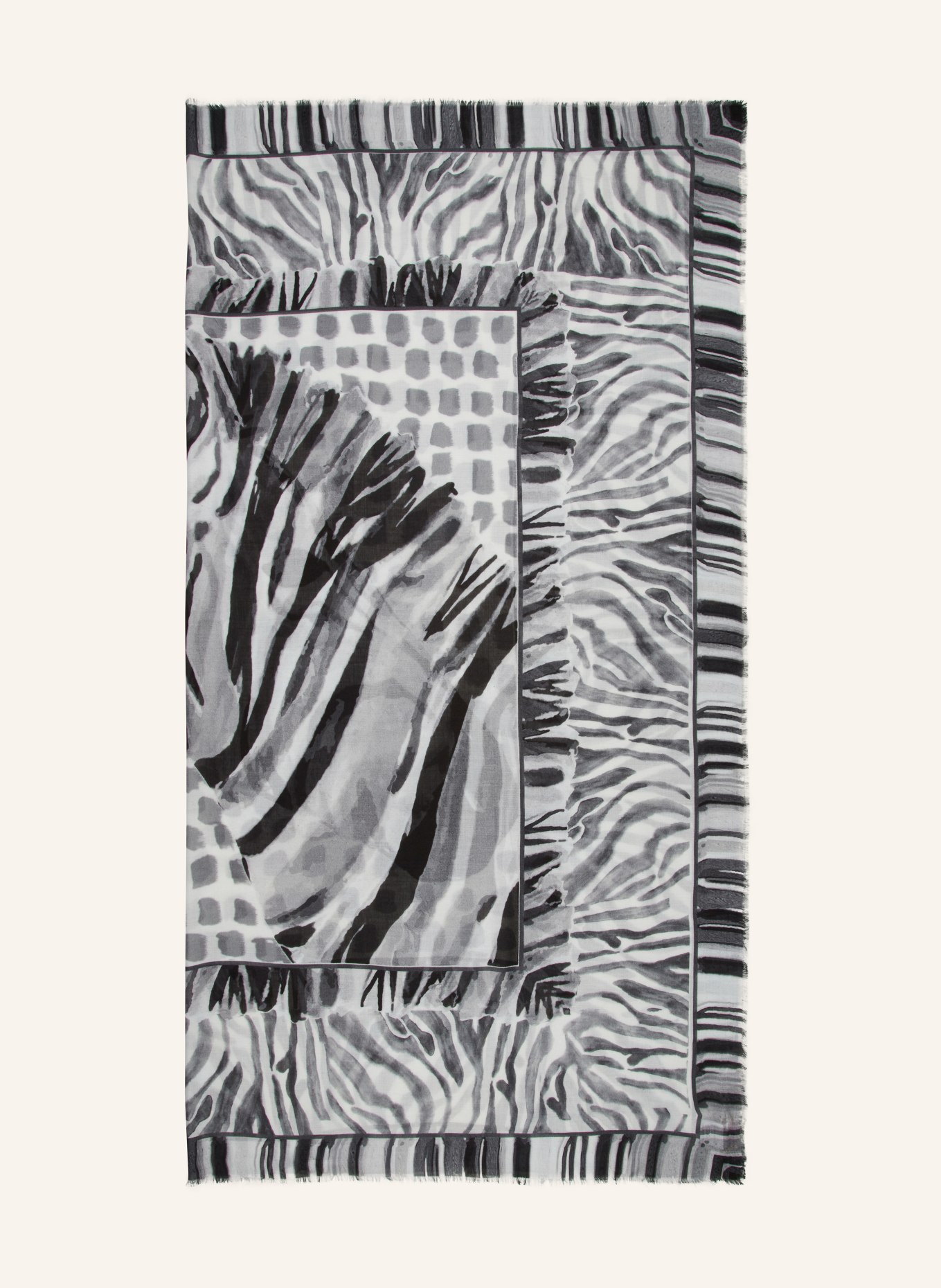 MALA ALISHA Scarf KUMBA, Color: BLACK/ WHITE/ LIGHT GRAY (Image 1)