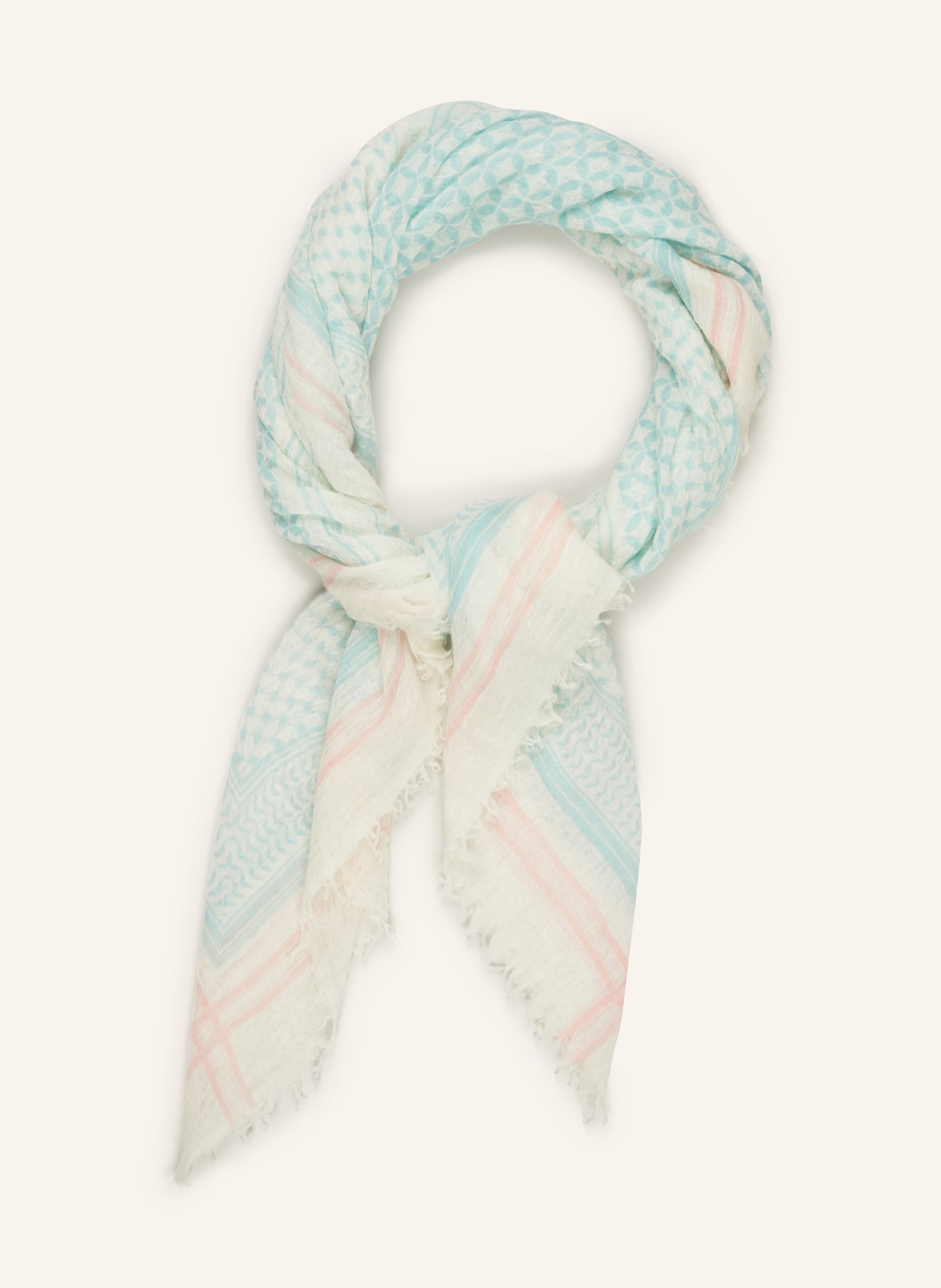 MALA ALISHA Cashmere scarf TEL AVIV, Color: CREAM/ MINT/ LIGHT PINK (Image 2)