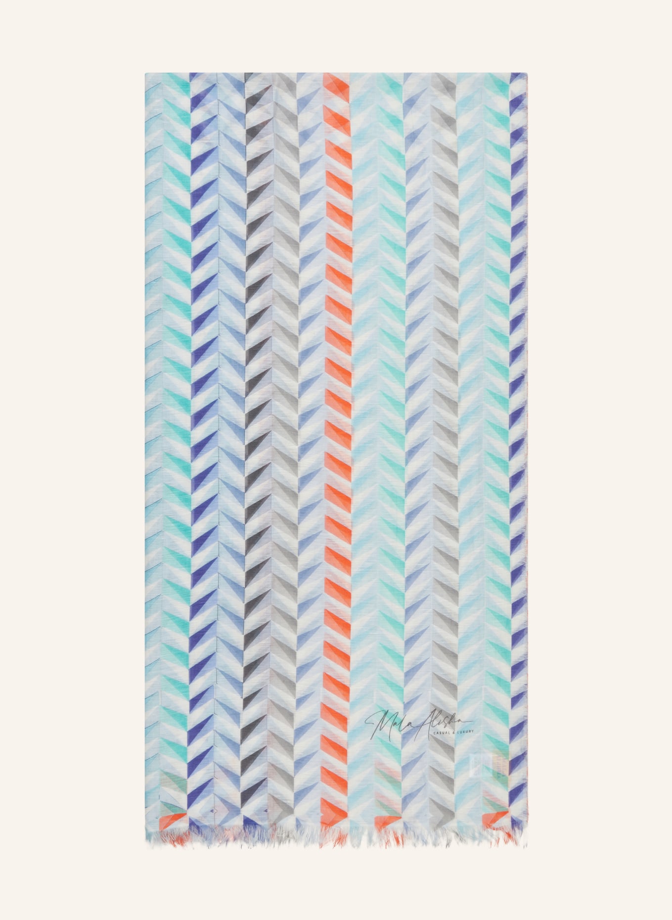 MALA ALISHA Scarf BRICKS, Color: BLUE/ GRAY/ RED (Image 1)