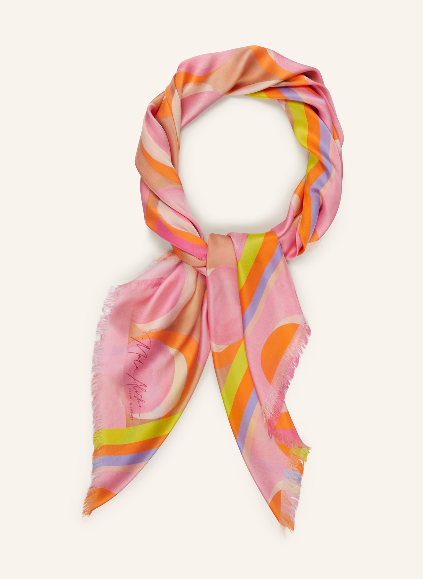 MALA ALISHA Silk scarf SANDCUSTLE, Color: PINK/ ORANGE/ BEIGE (Image 2)