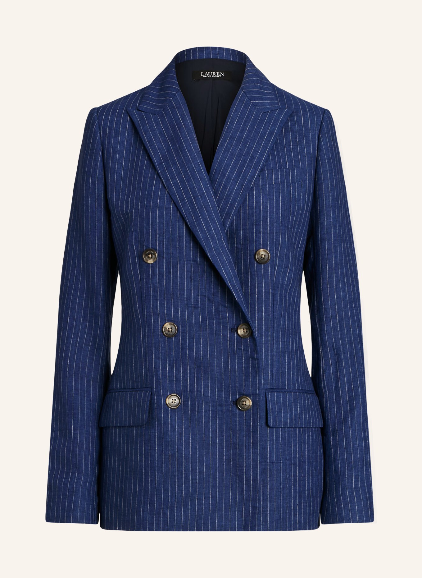 LAUREN RALPH LAUREN Linen blazer, Color: BLUE/ WHITE (Image 1)