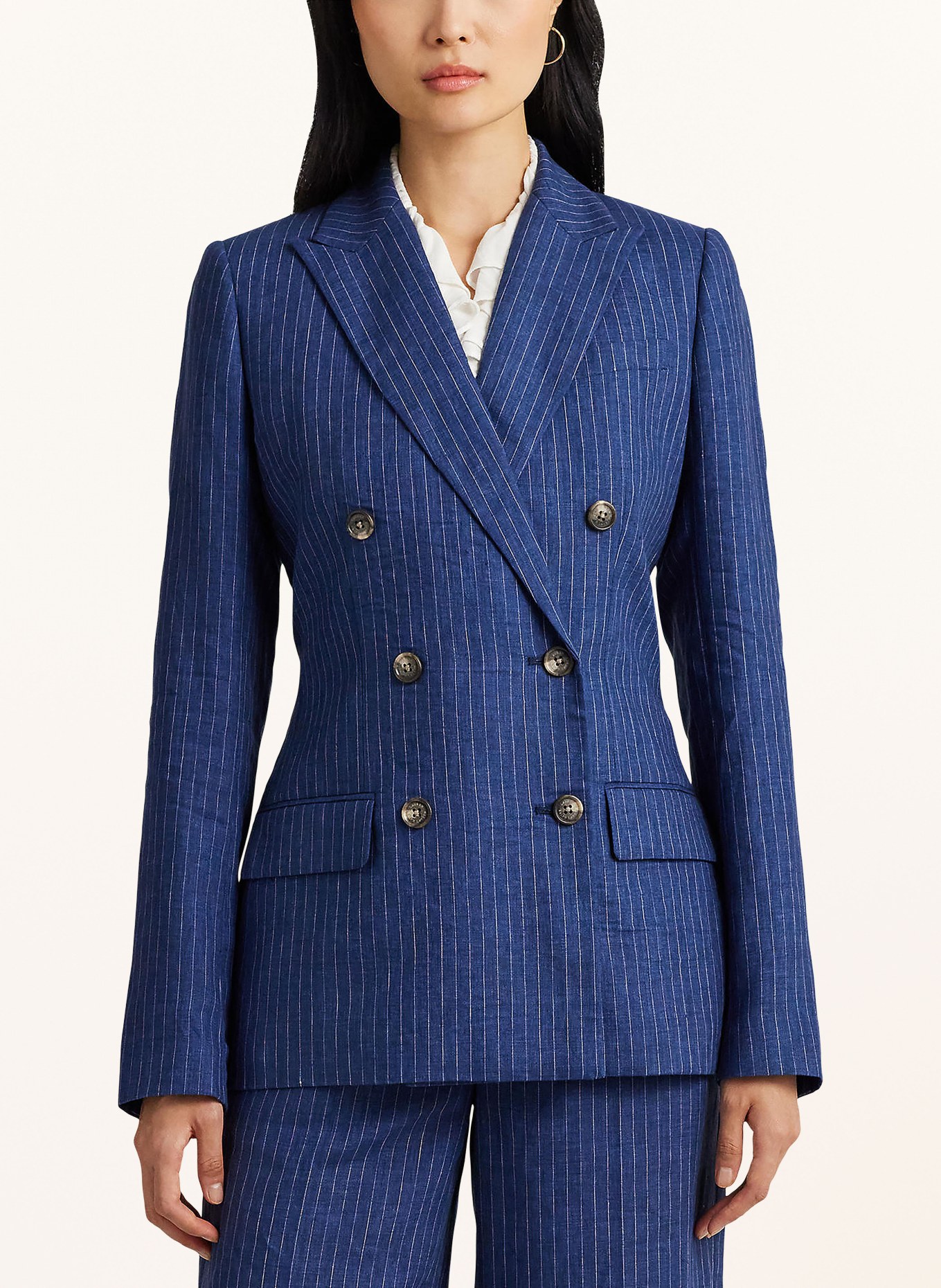 LAUREN RALPH LAUREN Linen blazer, Color: BLUE/ WHITE (Image 4)