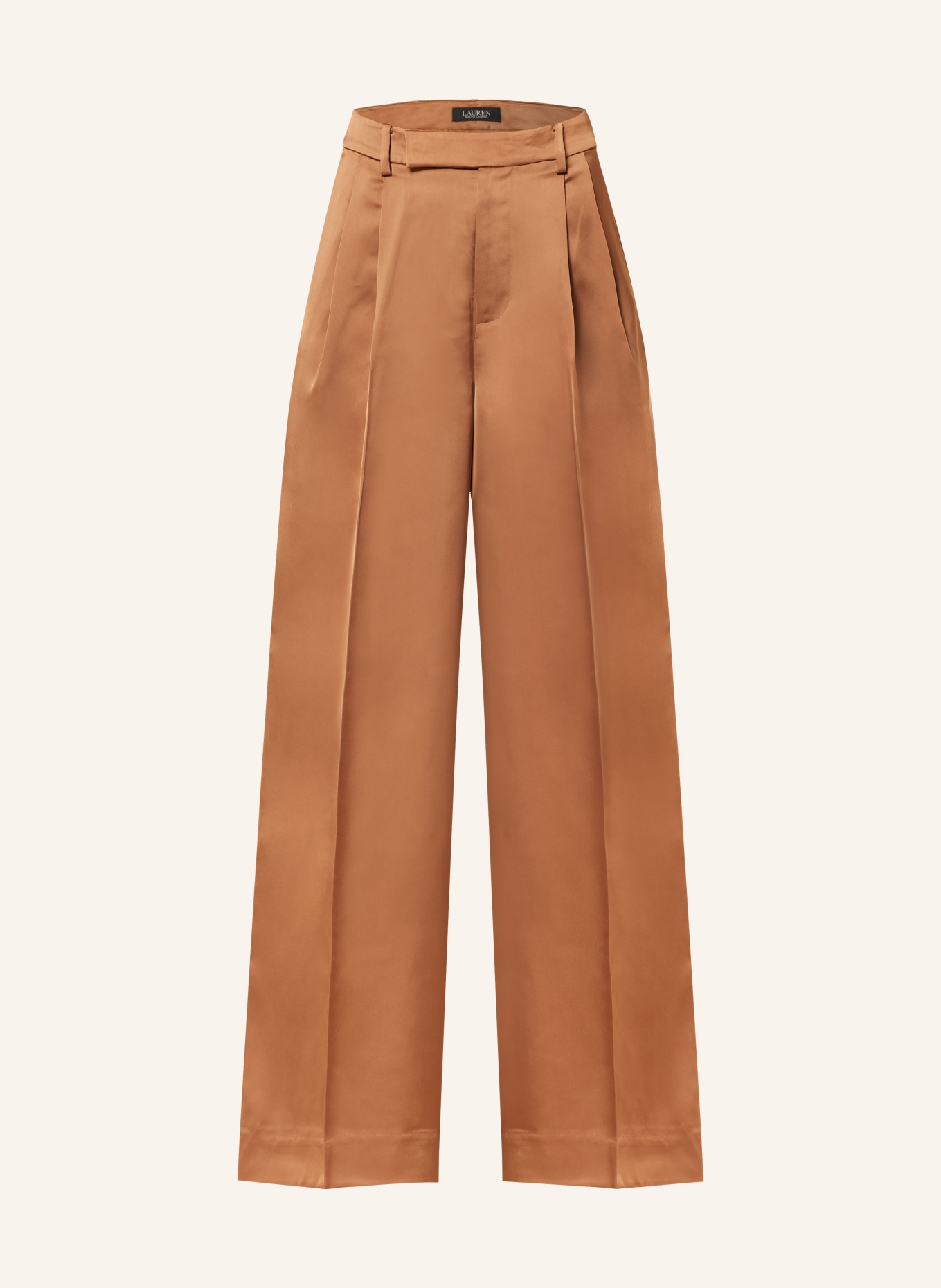 LAUREN RALPH LAUREN Wide leg trousers in satin, Color: COGNAC (Image 1)