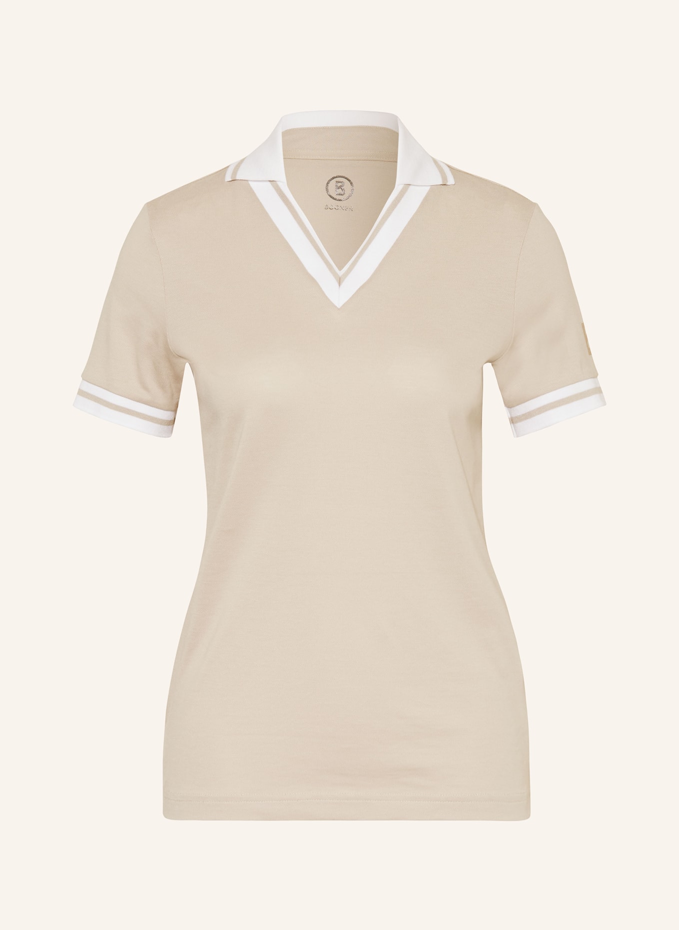 BOGNER Piqué polo shirt LYDIA, Color: BEIGE/ WHITE (Image 1)