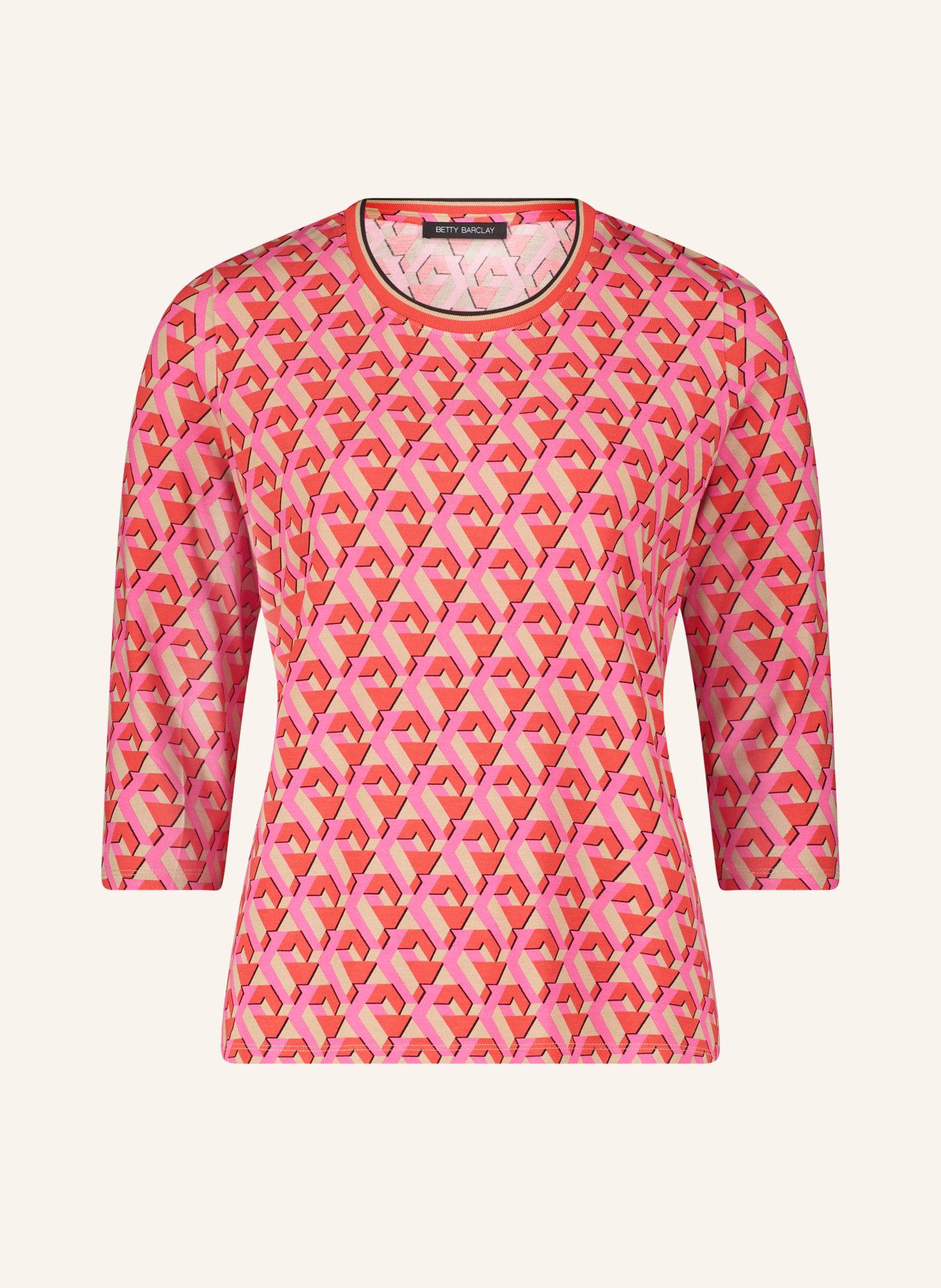 Betty Barclay Shirt with 3/4 sleeves, Color: RED/ PINK/ BEIGE (Image 1)