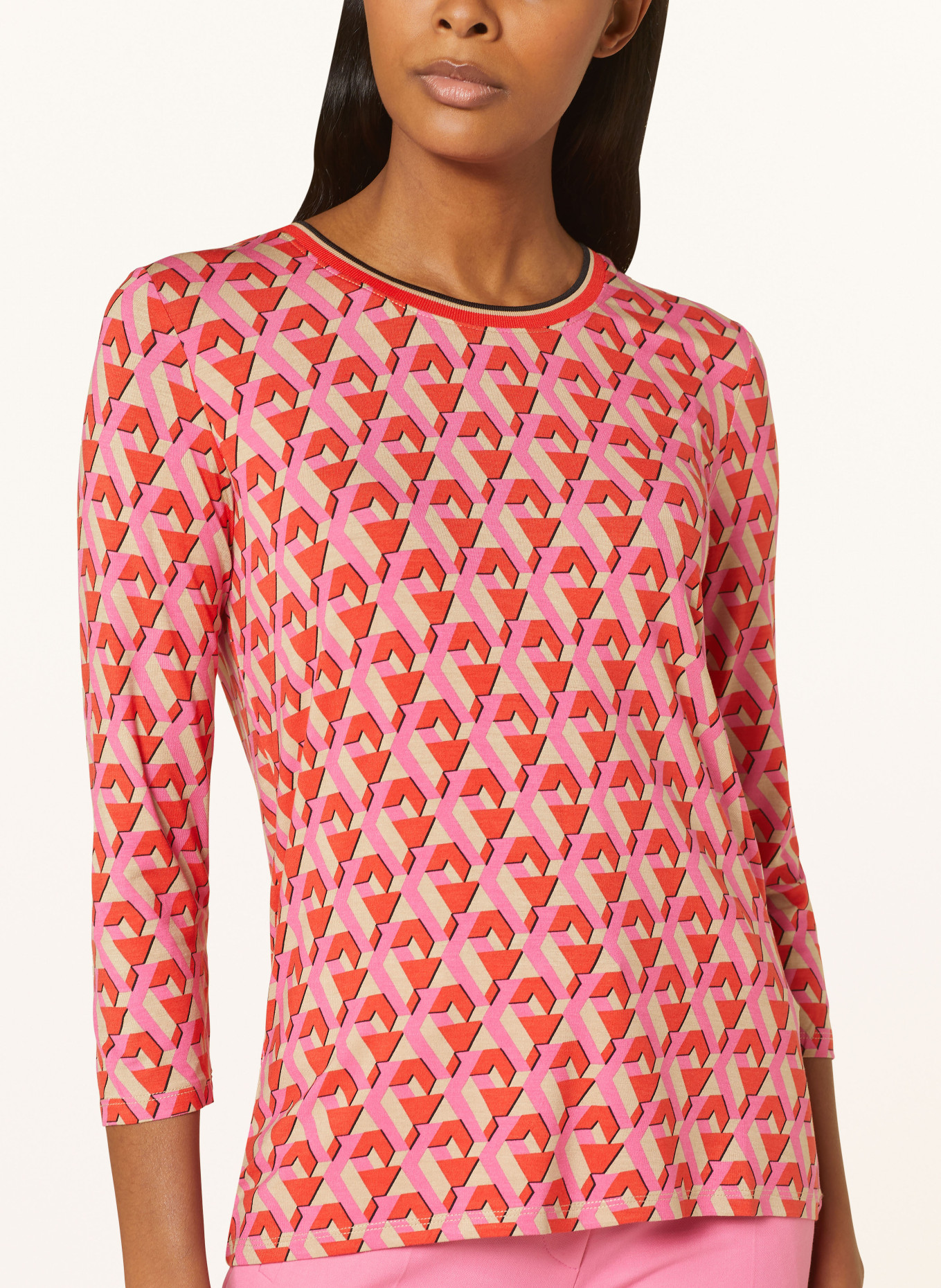 Betty Barclay Shirt with 3/4 sleeves, Color: RED/ PINK/ BEIGE (Image 4)