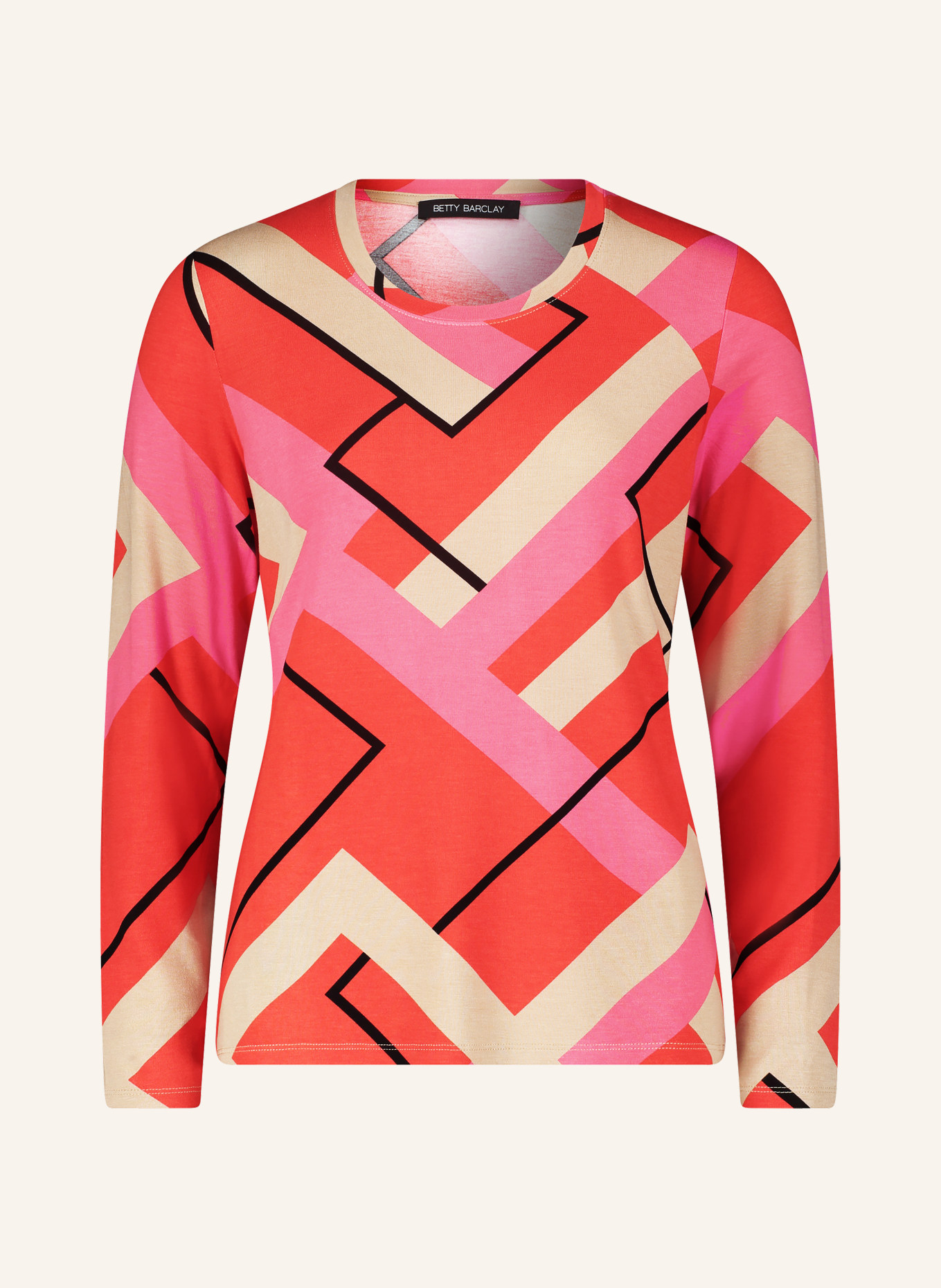 Betty Barclay Long sleeve shirt, Color: RED/ PINK/ BEIGE (Image 1)