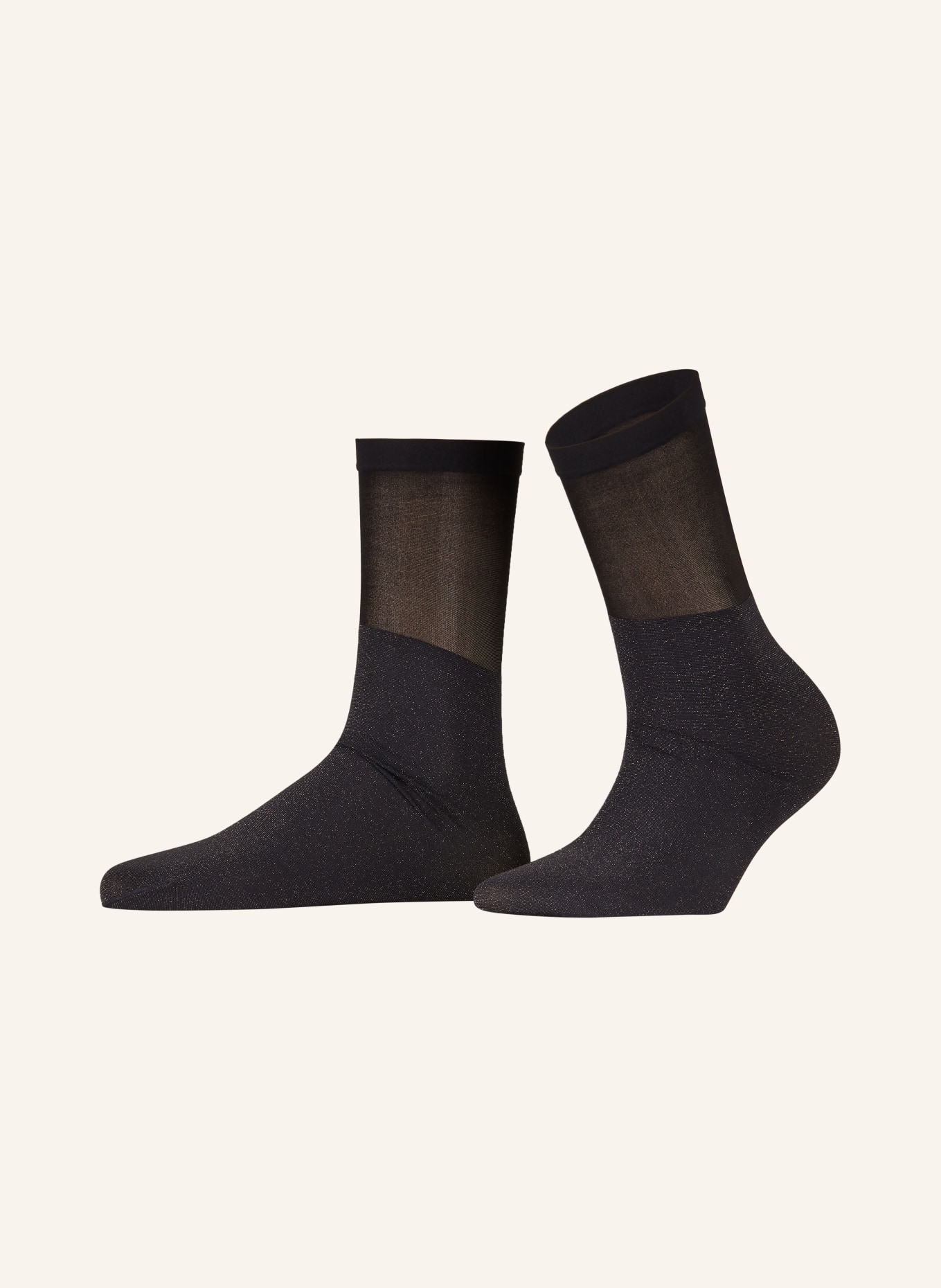 Wolford Nylon socks SHINY SHEER, Color: 9836 black/pewter (Image 1)