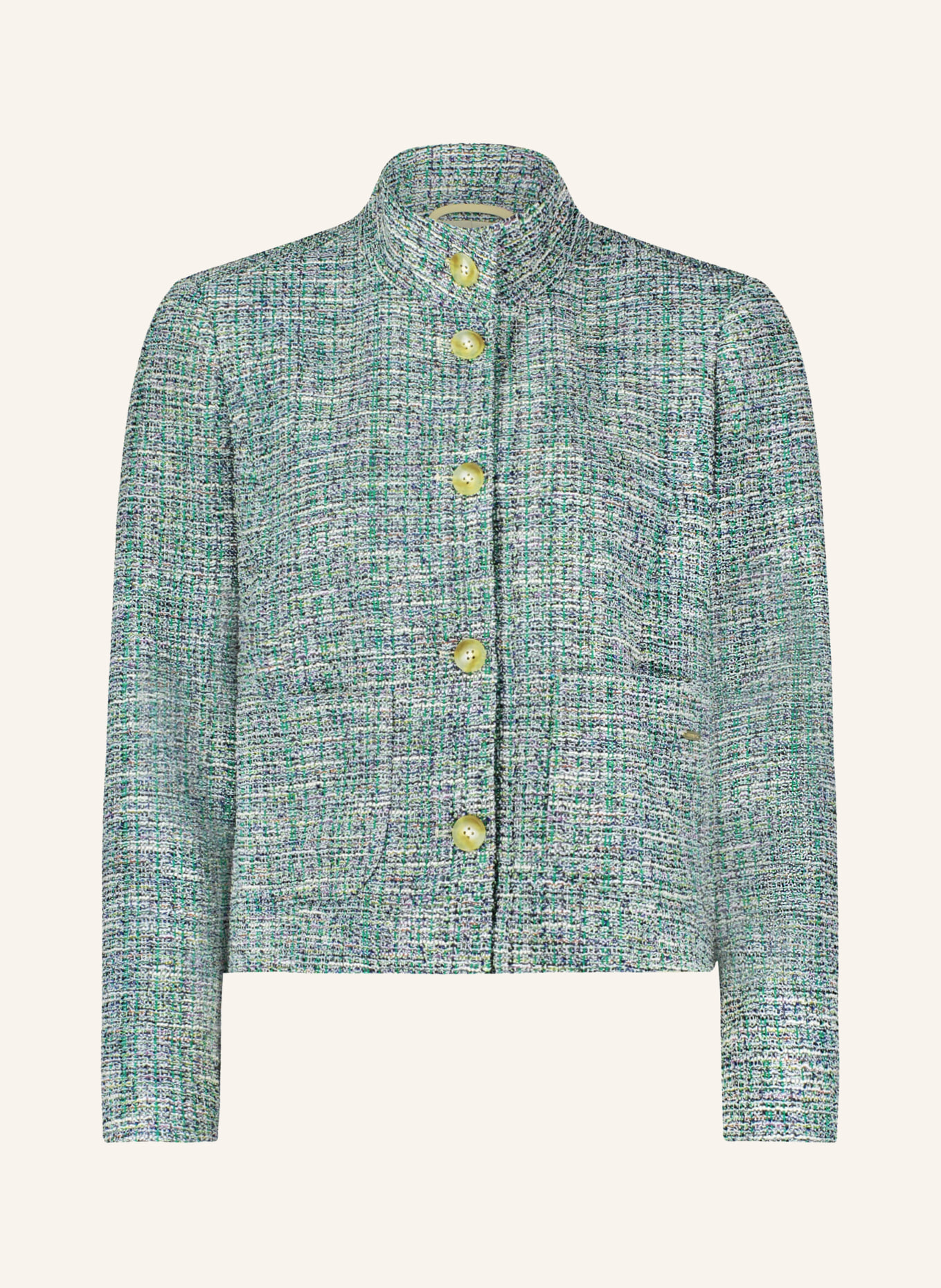 BETTY&CO Bouclé jacket with glitter thread, Color: CREAM/ GREEN (Image 1)