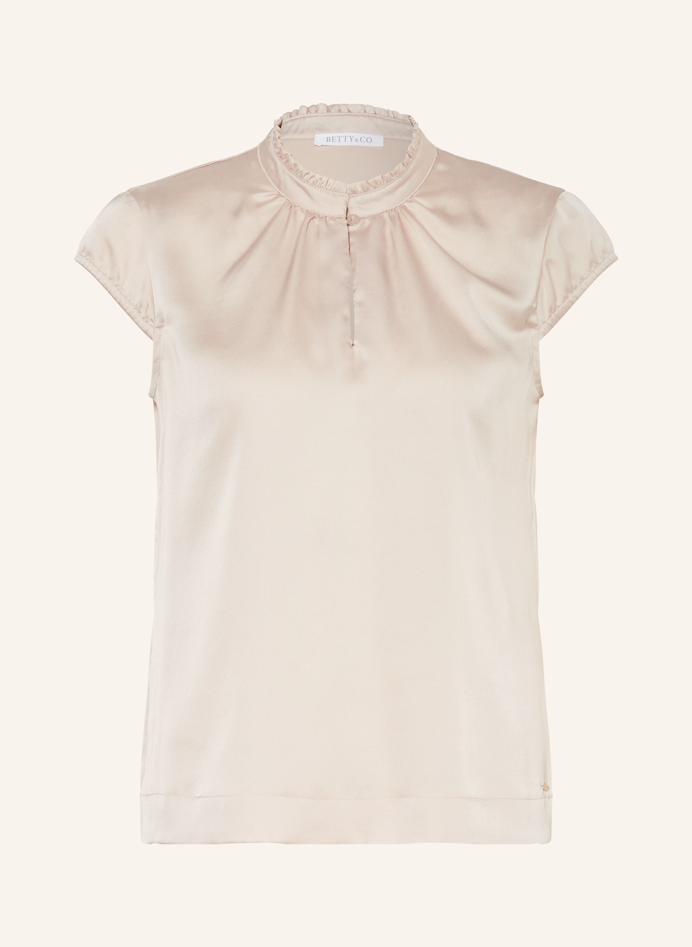 BETTY&CO Satin shirt blouse with ruffles, Color: NUDE (Image 1)
