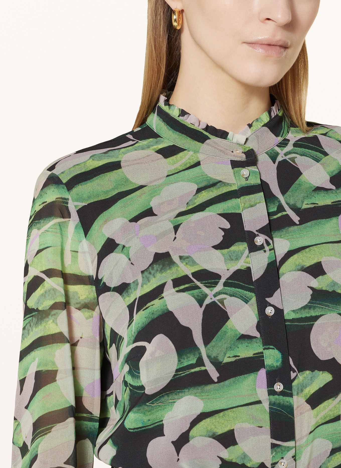BETTY&CO Blouse with ruffles, Color: GREEN/ BLACK (Image 4)