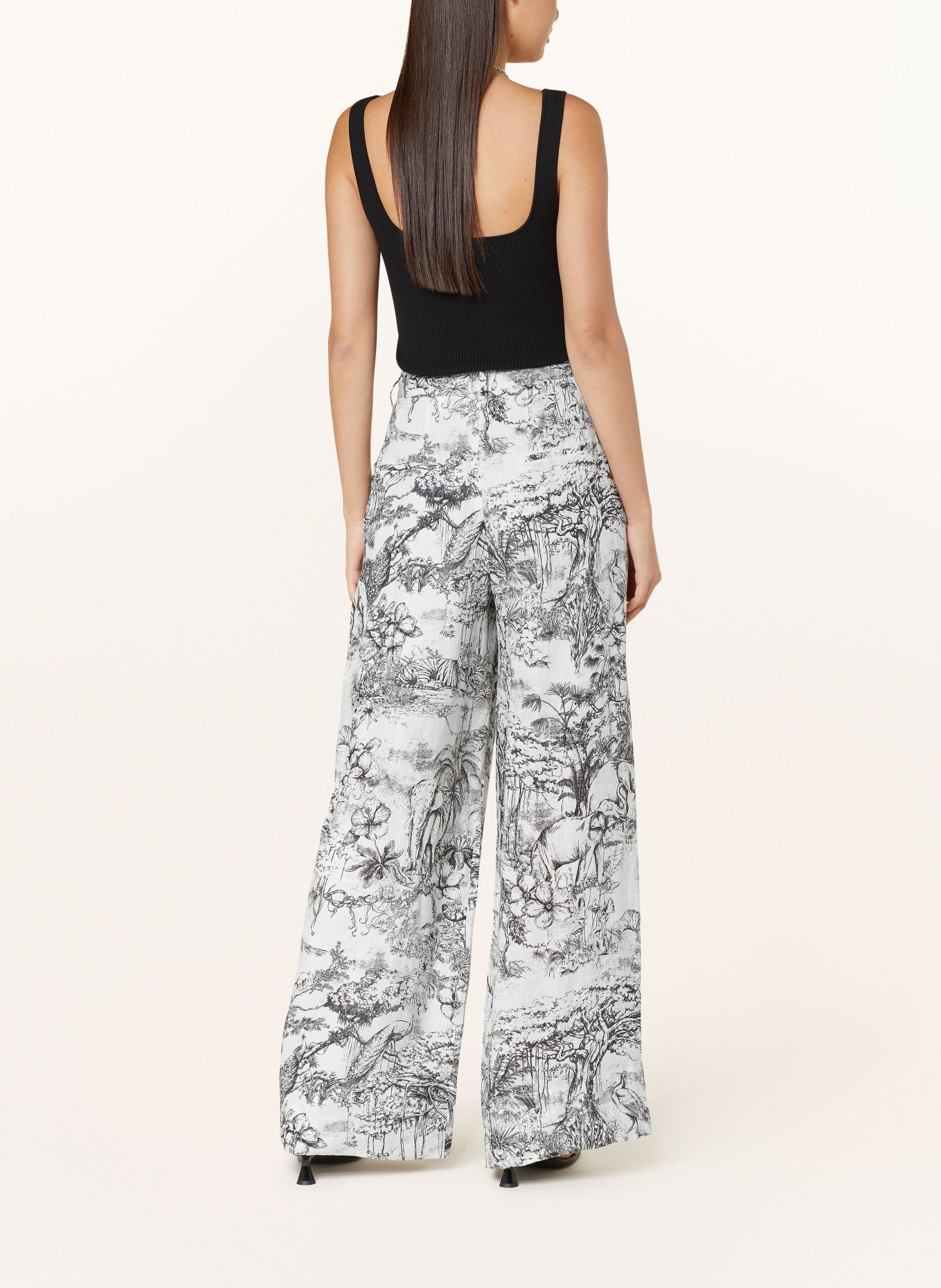 MRS & HUGS Wide leg trousers made of linen, Color: WHITE/ BLACK (Image 3)