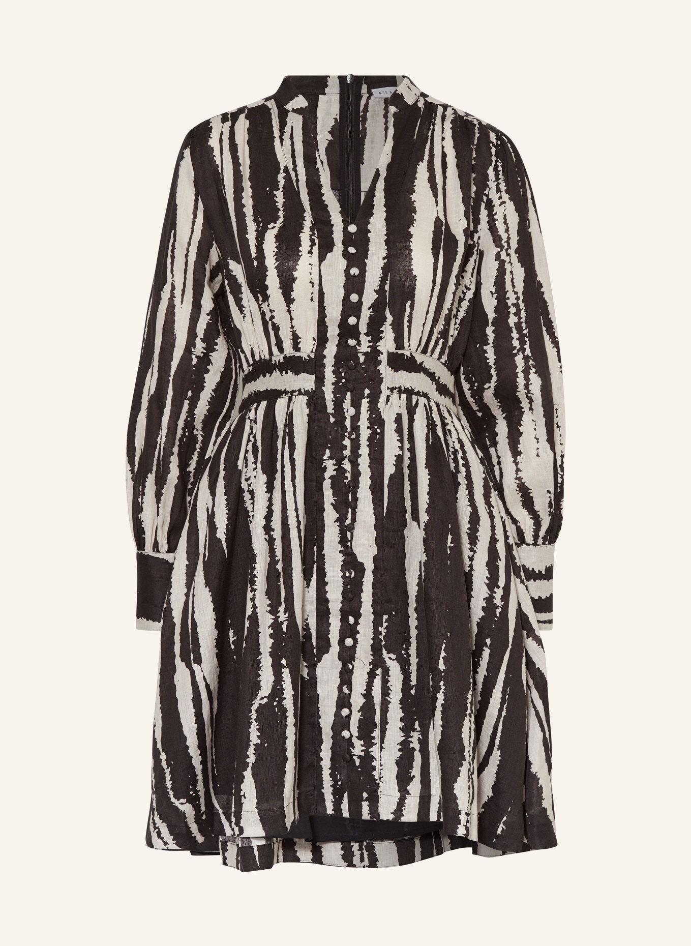 MRS & HUGS Linen dress, Color: BLACK/ CREAM (Image 1)