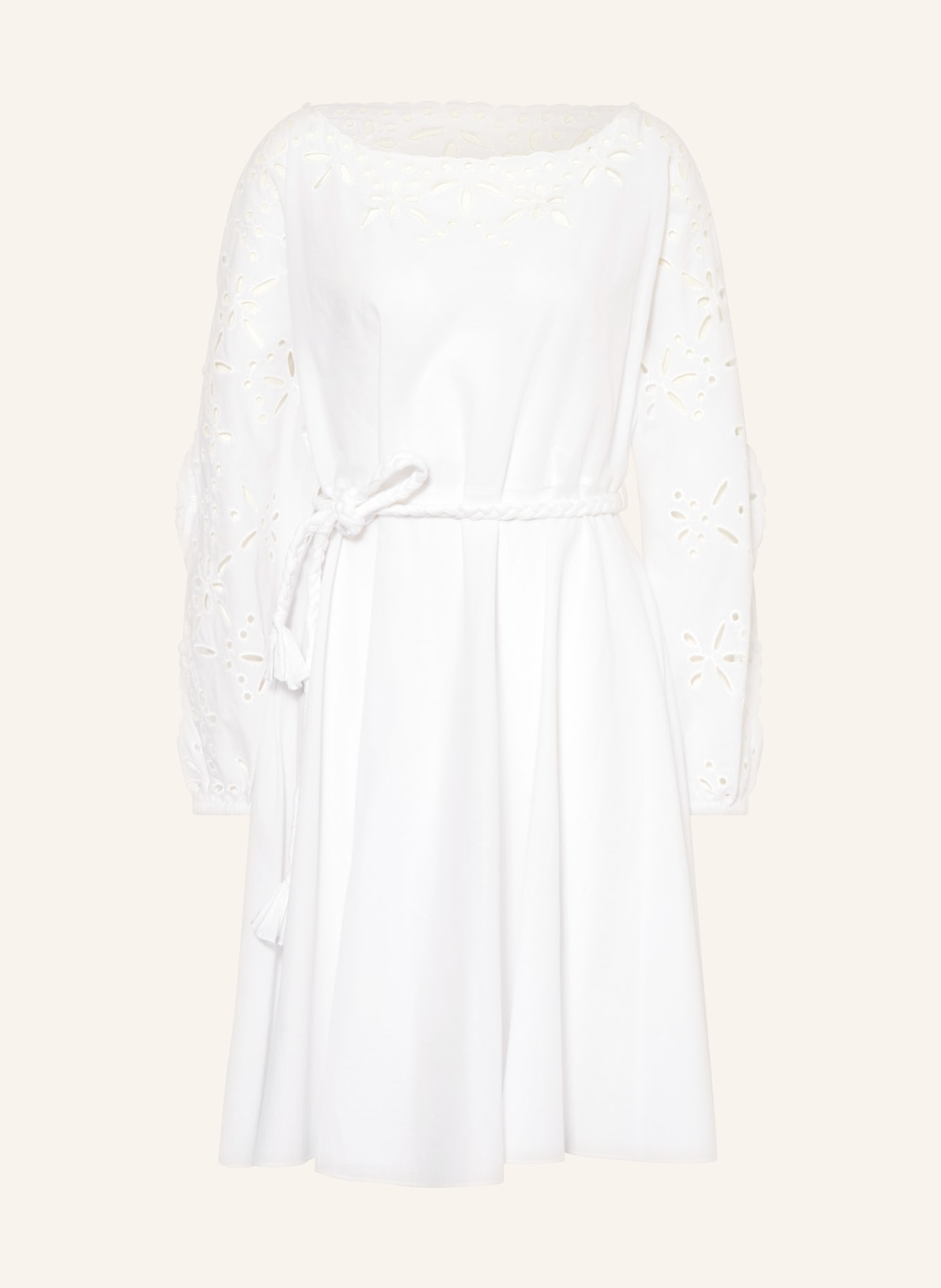 MARC CAIN Dress with broderie anglaise, Color: 100 WHITE (Image 1)