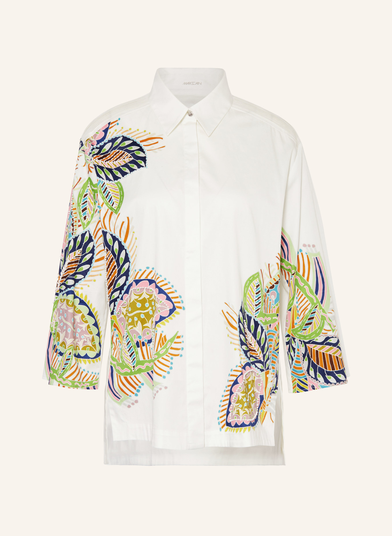 MARC CAIN Shirt blouse with 3/4 sleeves, Color: 100 WHITE (Image 1)