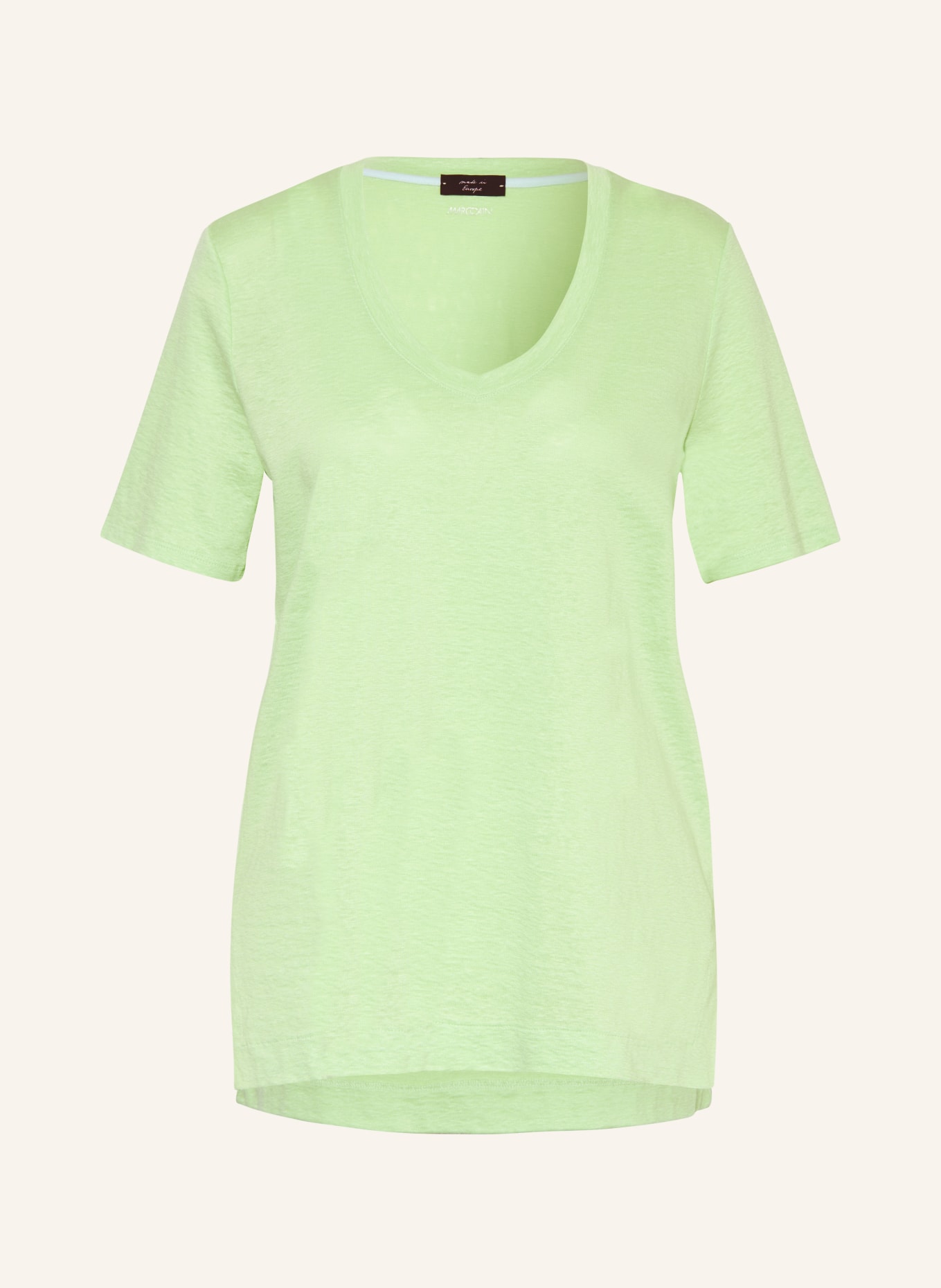 MARC CAIN T-shirt z lnu, Kolor: 531 light apple green (Obrazek 1)