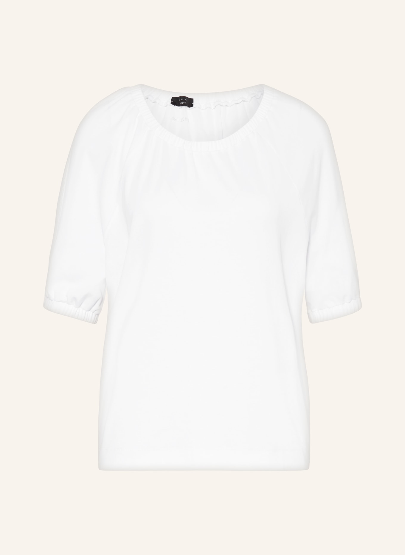 MARC CAIN T-shirt z mieszanki materiałów, Kolor: 100 WHITE (Obrazek 1)