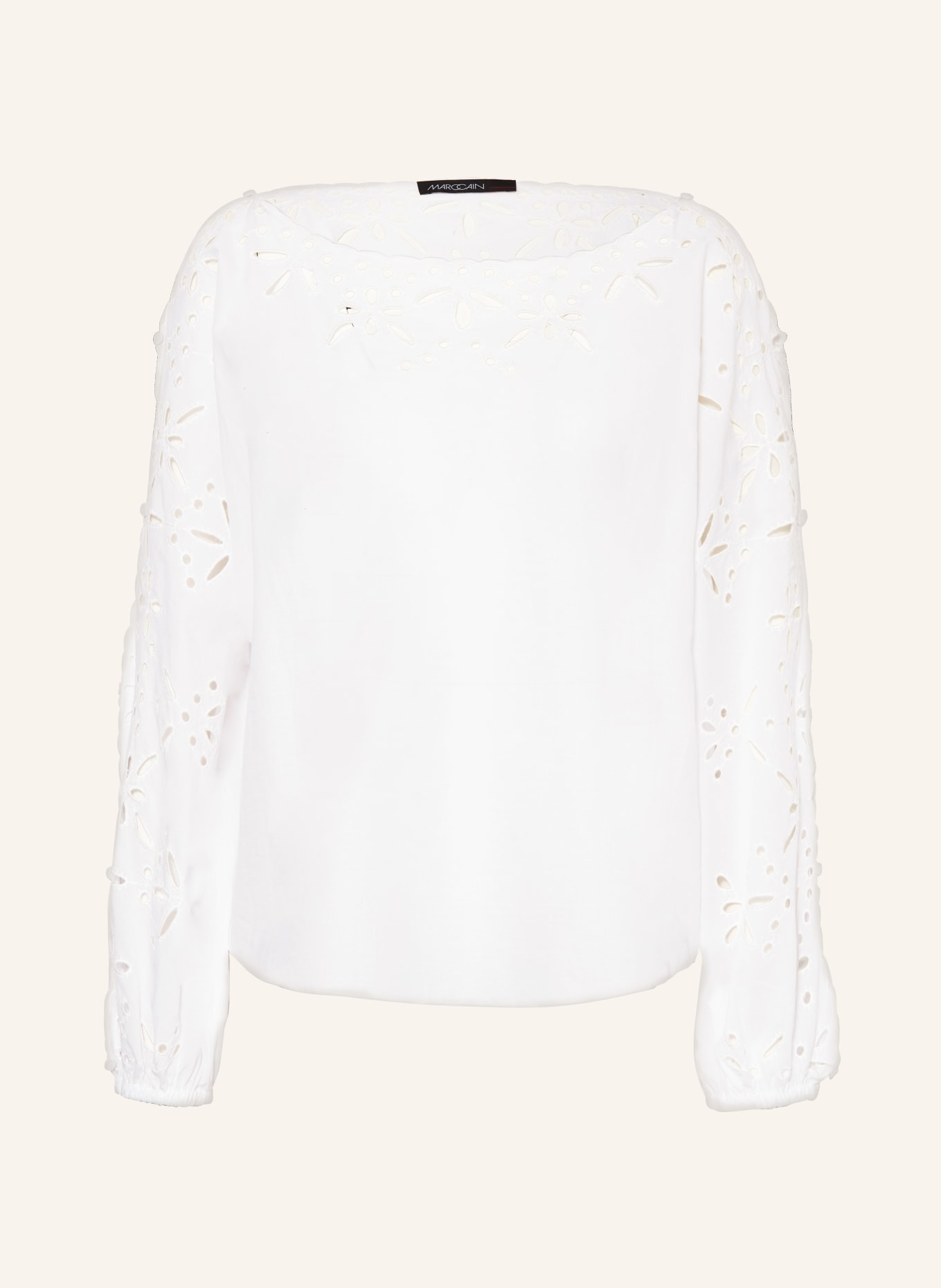 MARC CAIN Shirt blouse with broderie anglaise, Color: 100 WHITE (Image 1)