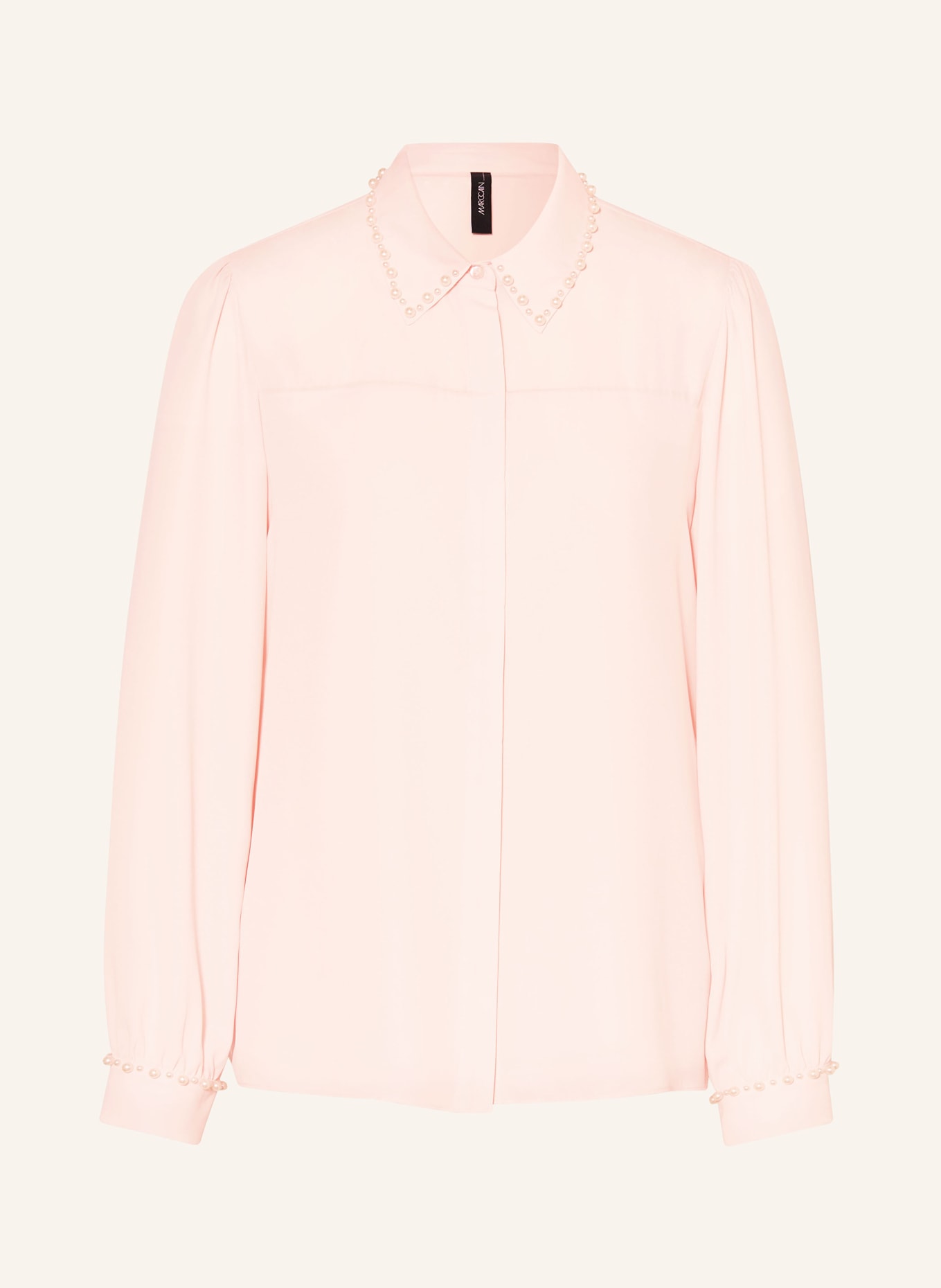 MARC CAIN Shirt blouse with decorative beads, Color: 212 soft seashell (Image 1)