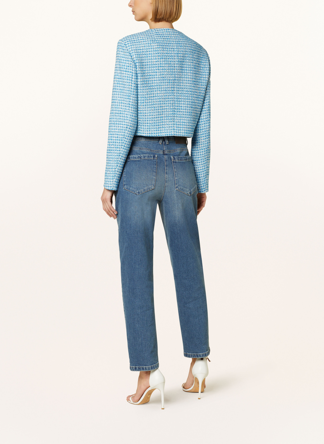 MARC CAIN Boxy jacket made of tweed with glitter thread, Color: 341 light azure (Image 3)