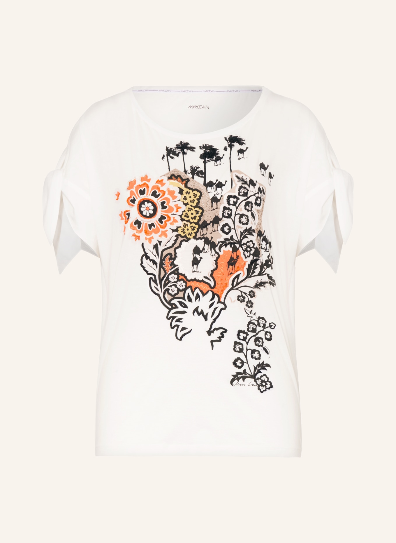 MARC CAIN T-Shirt mit Schmuckperlen, Farbe: 110 off (Bild 1)