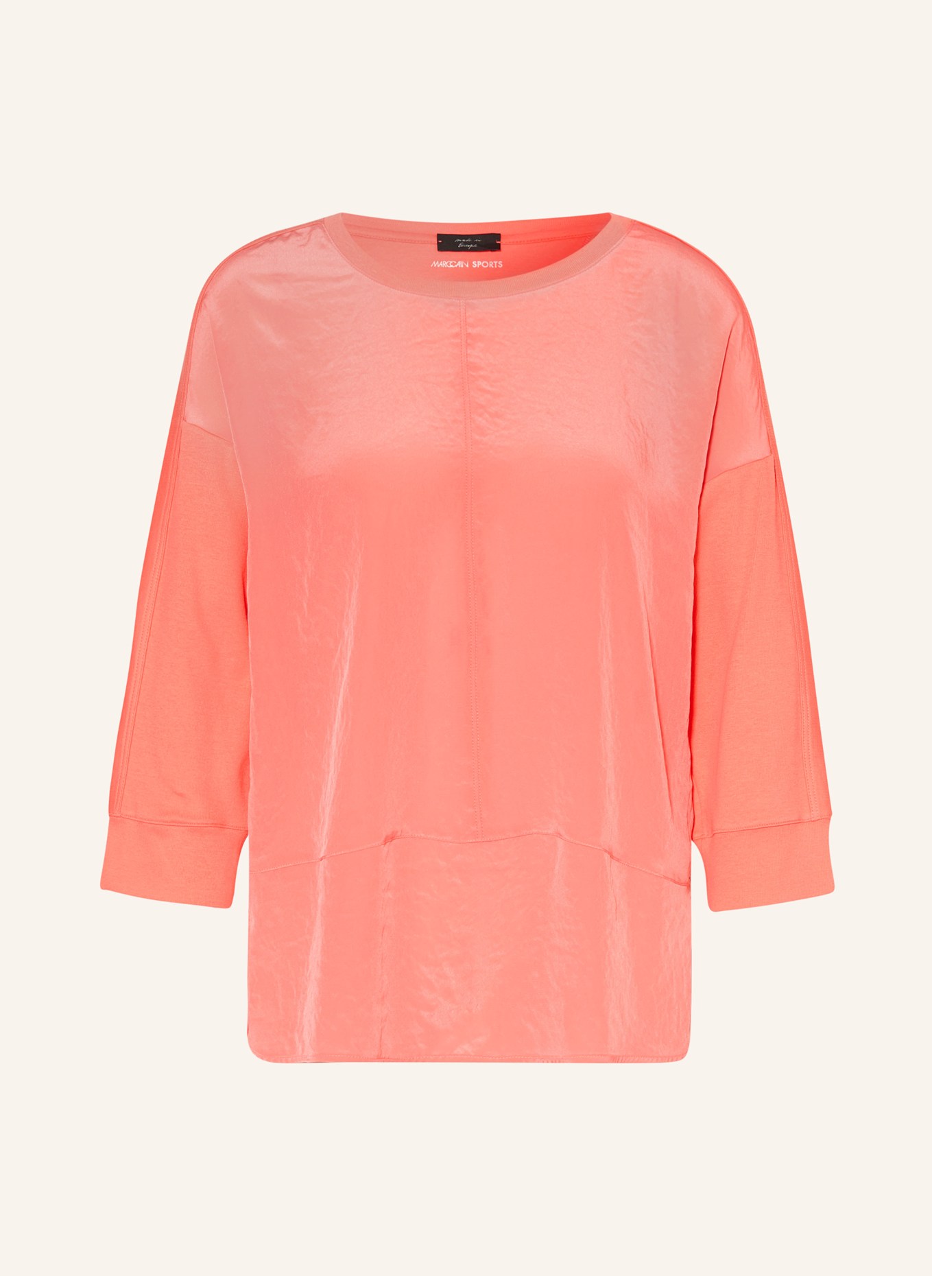 MARC CAIN Shirt blouse in mixed materials with 3/4 sleeves, Color: 238 light neon red (Image 1)