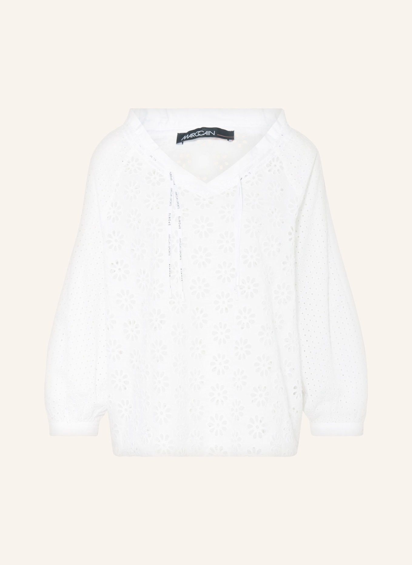 MARC CAIN Shirt blouse in broderie anglaise, Color: 100 WHITE (Image 1)