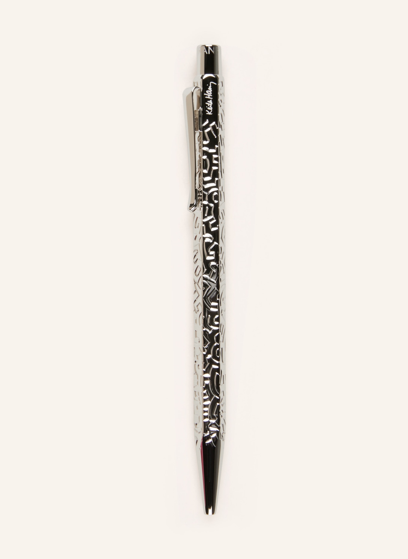 CARAN d'ACHE Zestaw ECRIDOR: Długopis przyciskowy i skórzane etui, Kolor: SREBRNY (Obrazek 1)