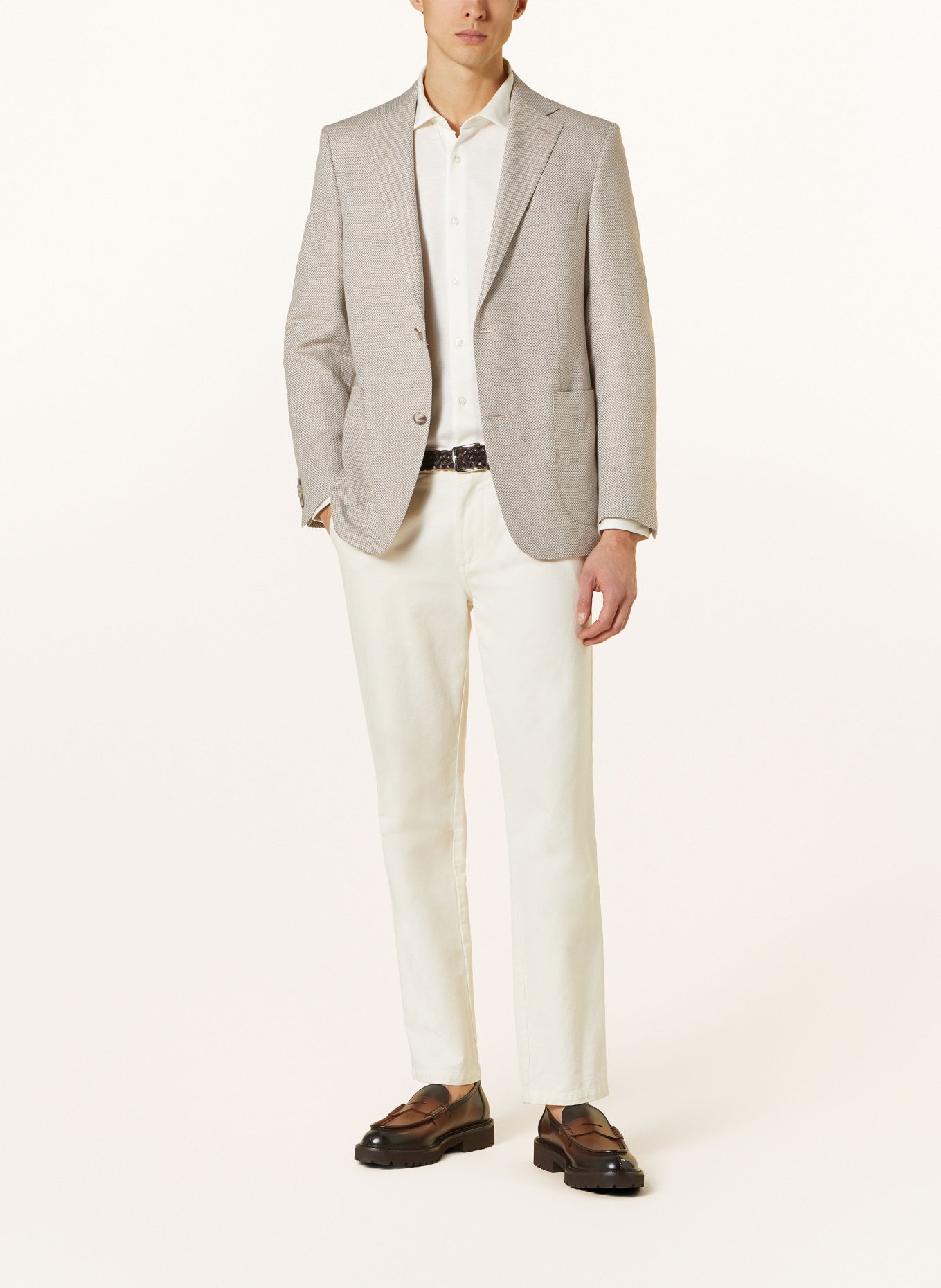 EDUARD DRESSLER Tailored jacket comfort fit with linen, Color: BEIGE (Image 2)