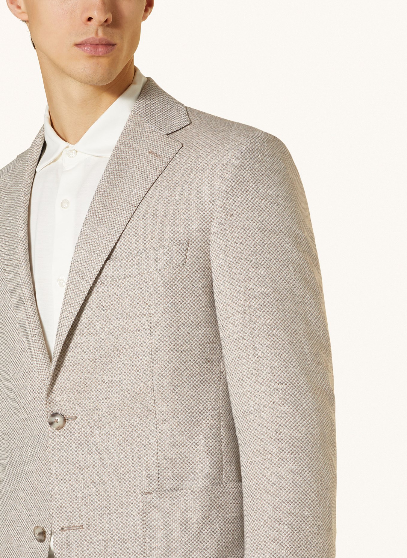 EDUARD DRESSLER Tailored jacket comfort fit with linen, Color: BEIGE (Image 5)