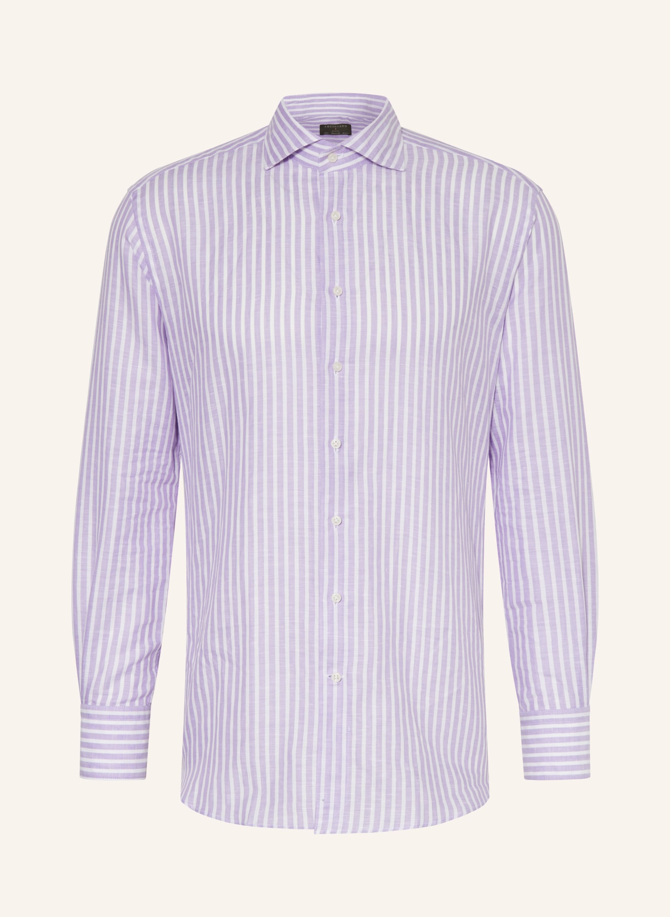 ARTIGIANO Shirt classic fit with linen, Color: LIGHT PURPLE/ WHITE (Image 1)