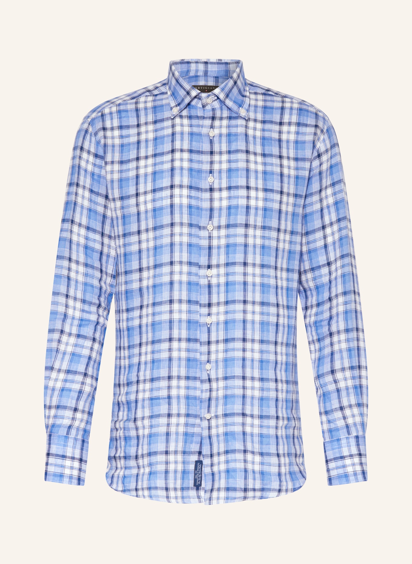 ARTIGIANO Linen shirt classic fit, Color: LIGHT BLUE/ DARK BLUE/ WHITE (Image 1)