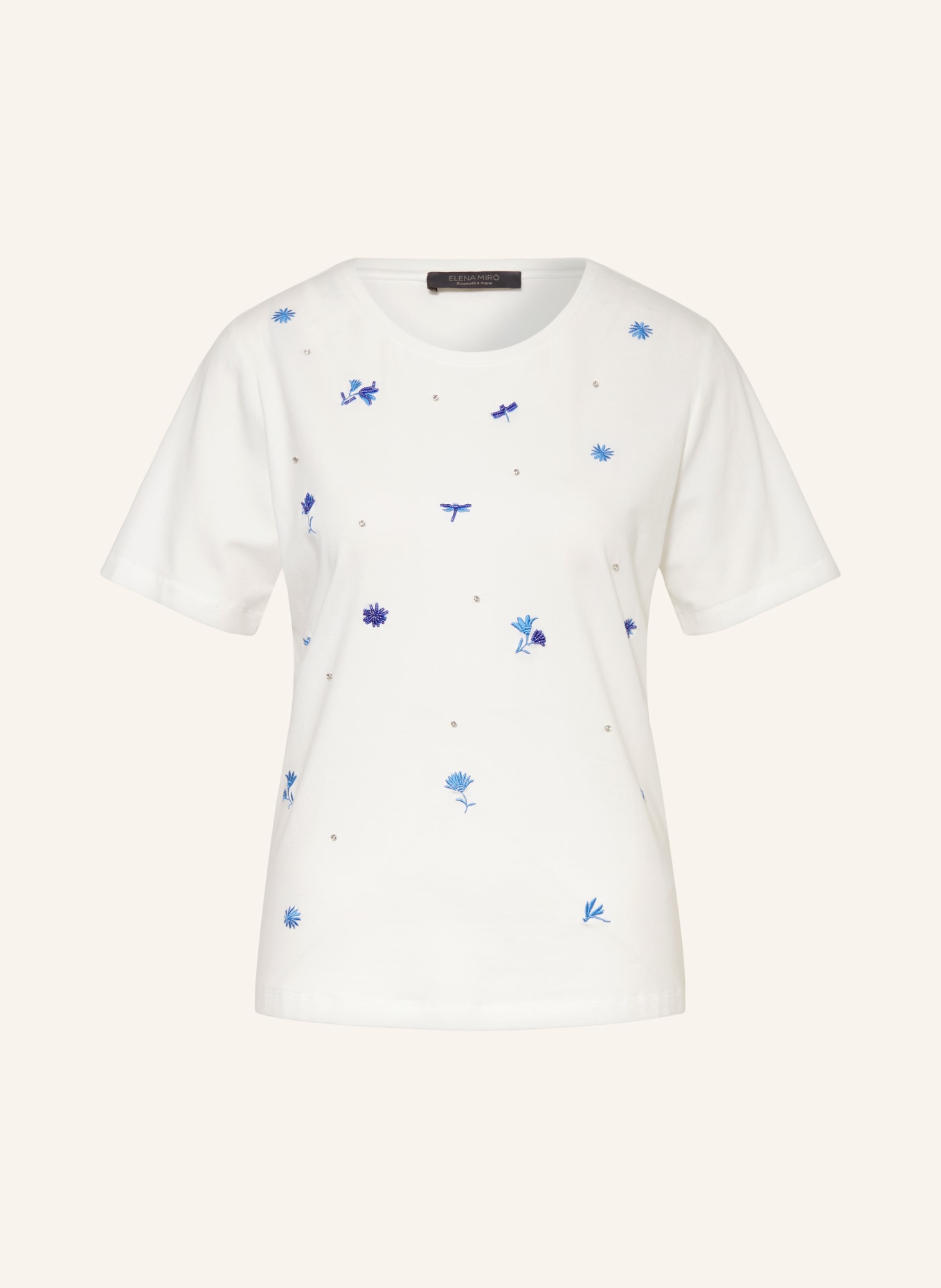 ELENA MIRO T shirt with decorative gems in white