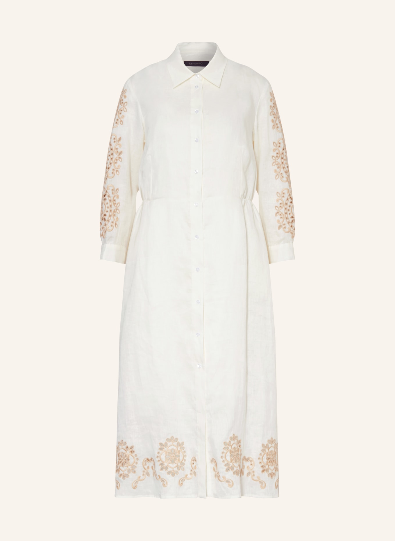 ELENA MIRO Hemdblusenkleid aus Leinen, Farbe: CREME (Bild 1)