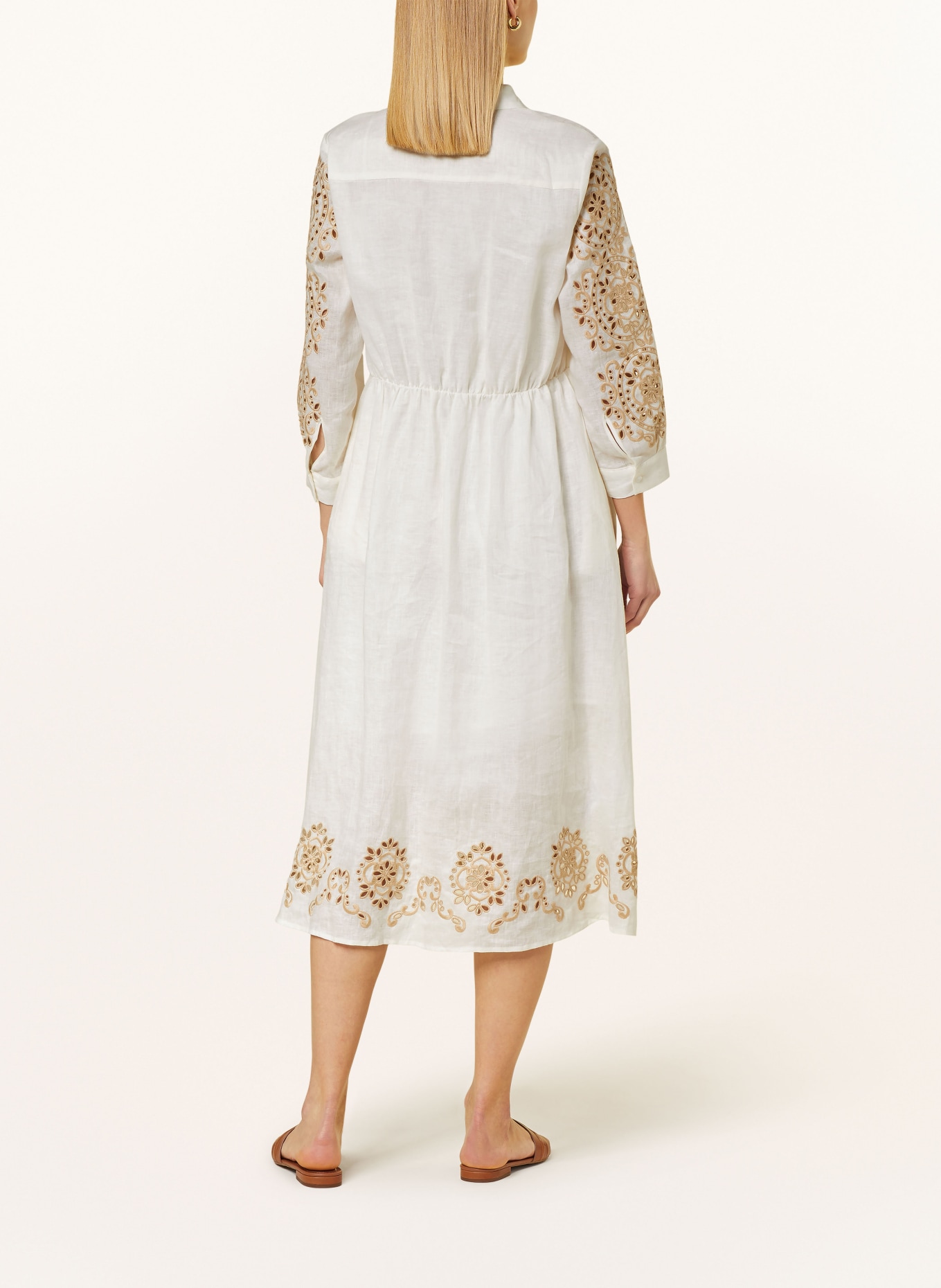 ELENA MIRO Hemdblusenkleid aus Leinen, Farbe: CREME (Bild 3)