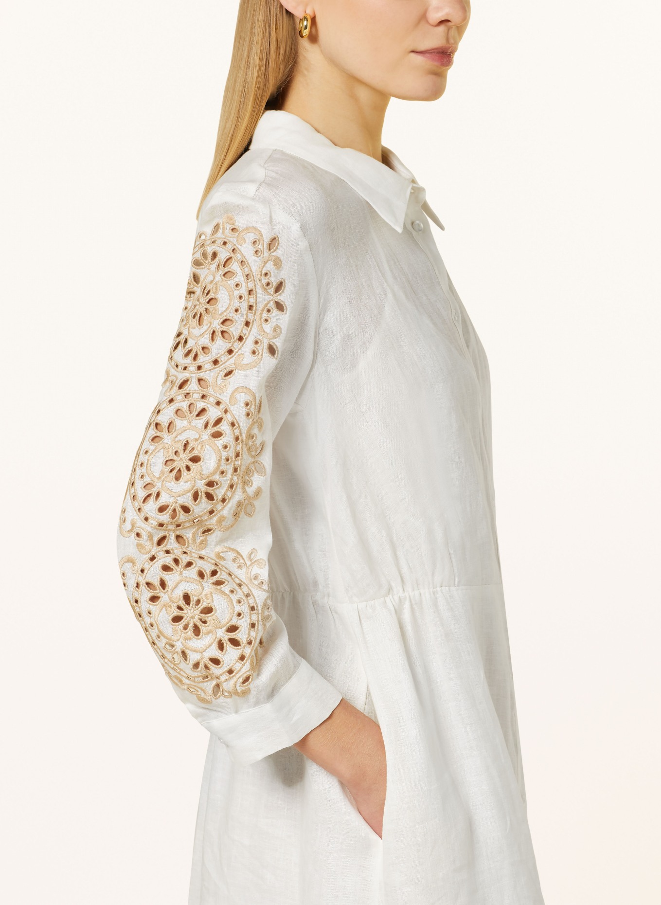 ELENA MIRO Hemdblusenkleid aus Leinen, Farbe: CREME (Bild 4)