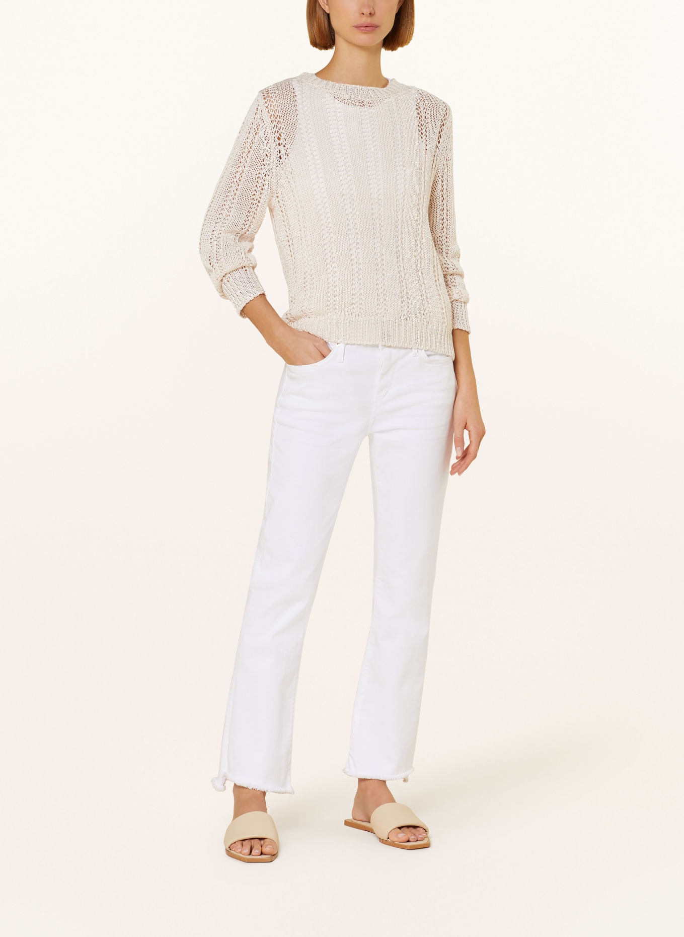 HEMISPHERE Linen sweater with sequins, Color: CREAM (Image 2)