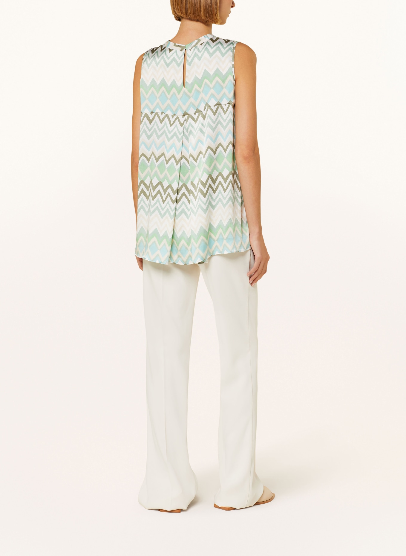 HEMISPHERE Blouse top made of silk, Color: WHITE/ GREEN/ BLUE (Image 3)