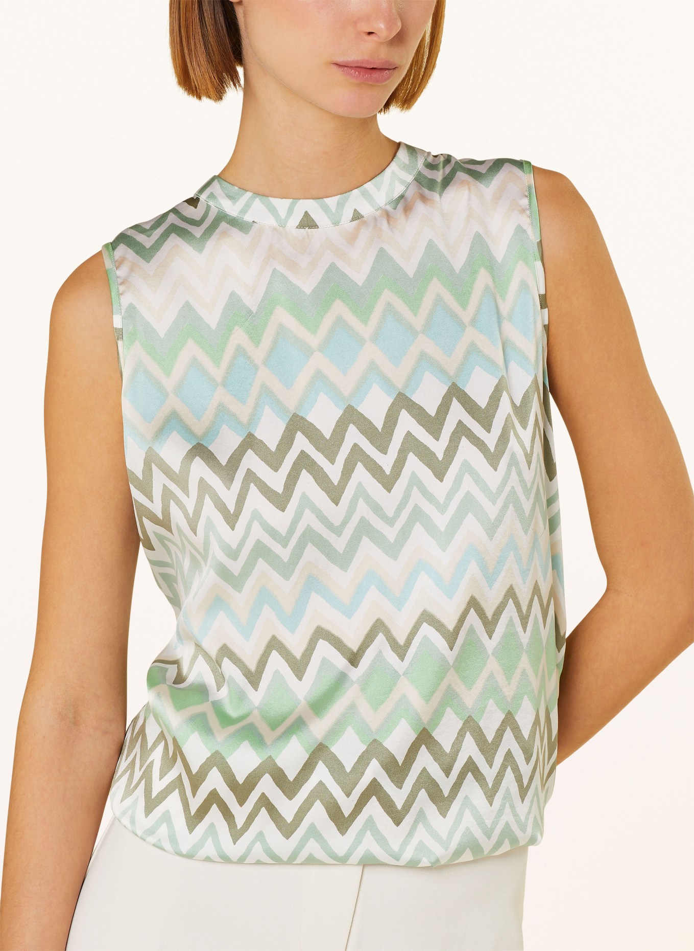 HEMISPHERE Blouse top made of silk, Color: WHITE/ GREEN/ BLUE (Image 4)