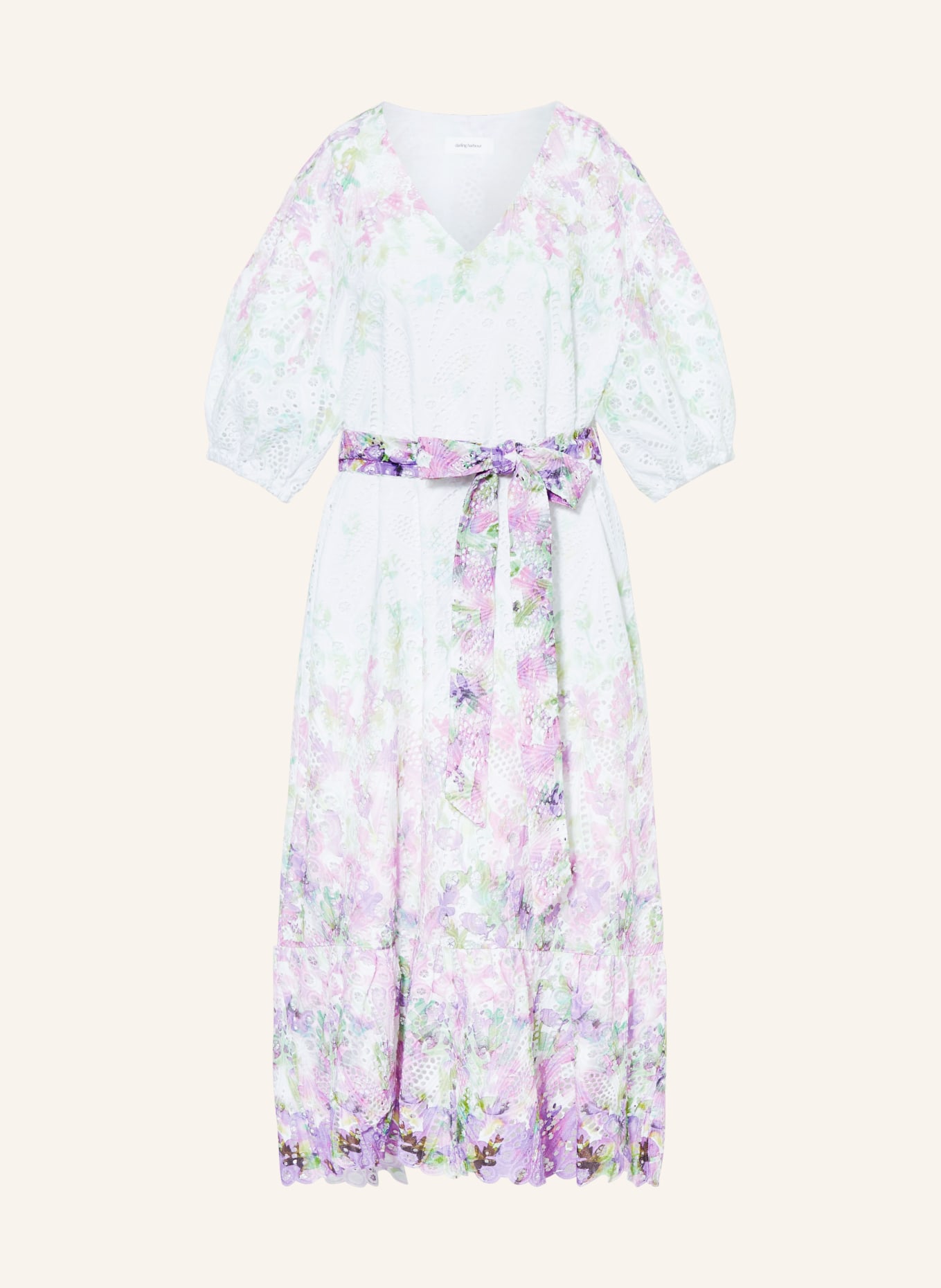 darling harbour Dress with broderie anglaise, Color: WHITE/ PURPLE/ MINT (Image 1)