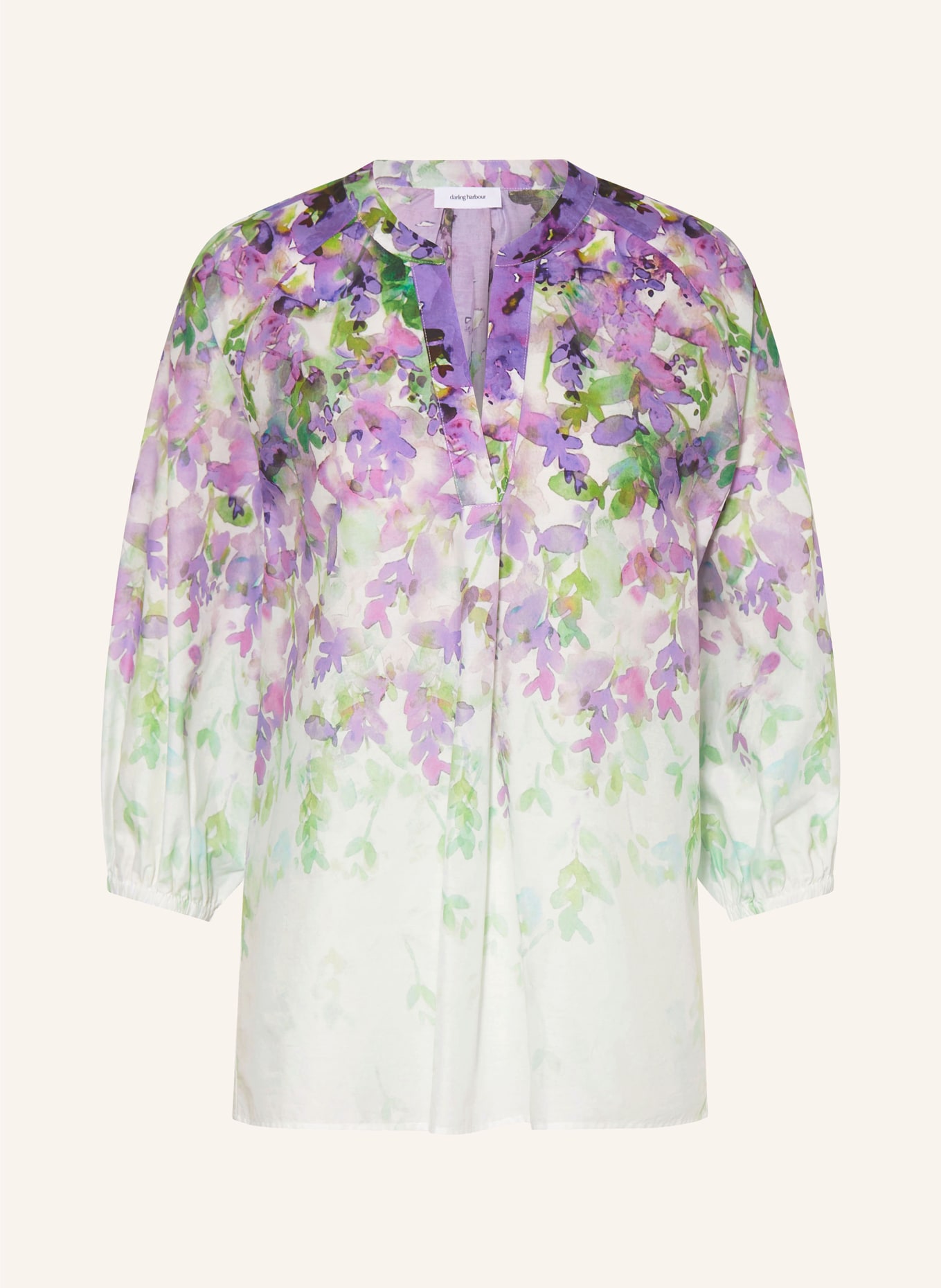 darling harbour Shirt blouse with 3/4 sleeves, Color: WHITE/ PURPLE/ GREEN (Image 1)