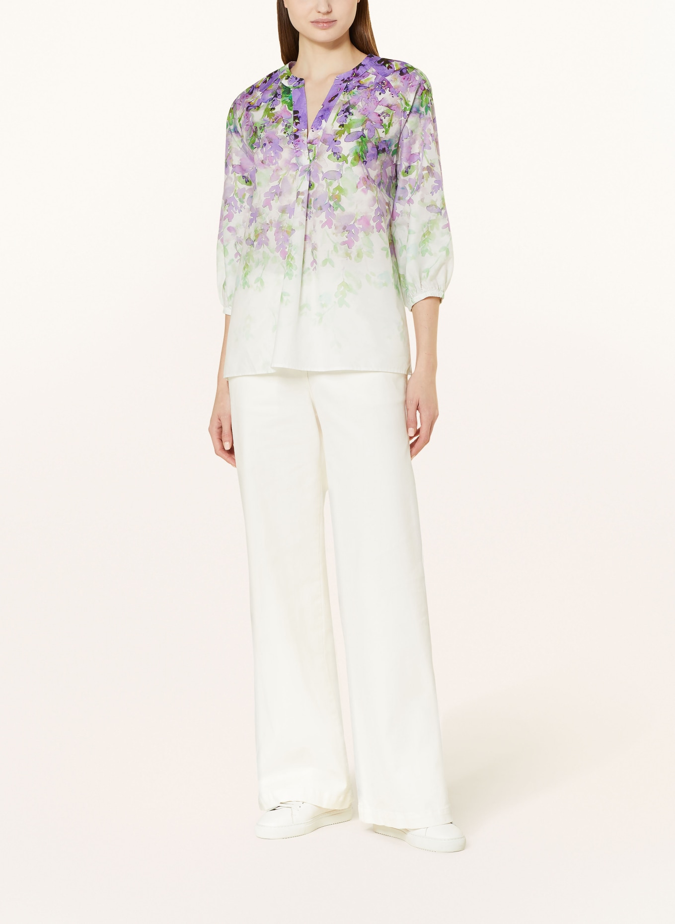 darling harbour Shirt blouse with 3/4 sleeves, Color: WHITE/ PURPLE/ GREEN (Image 2)