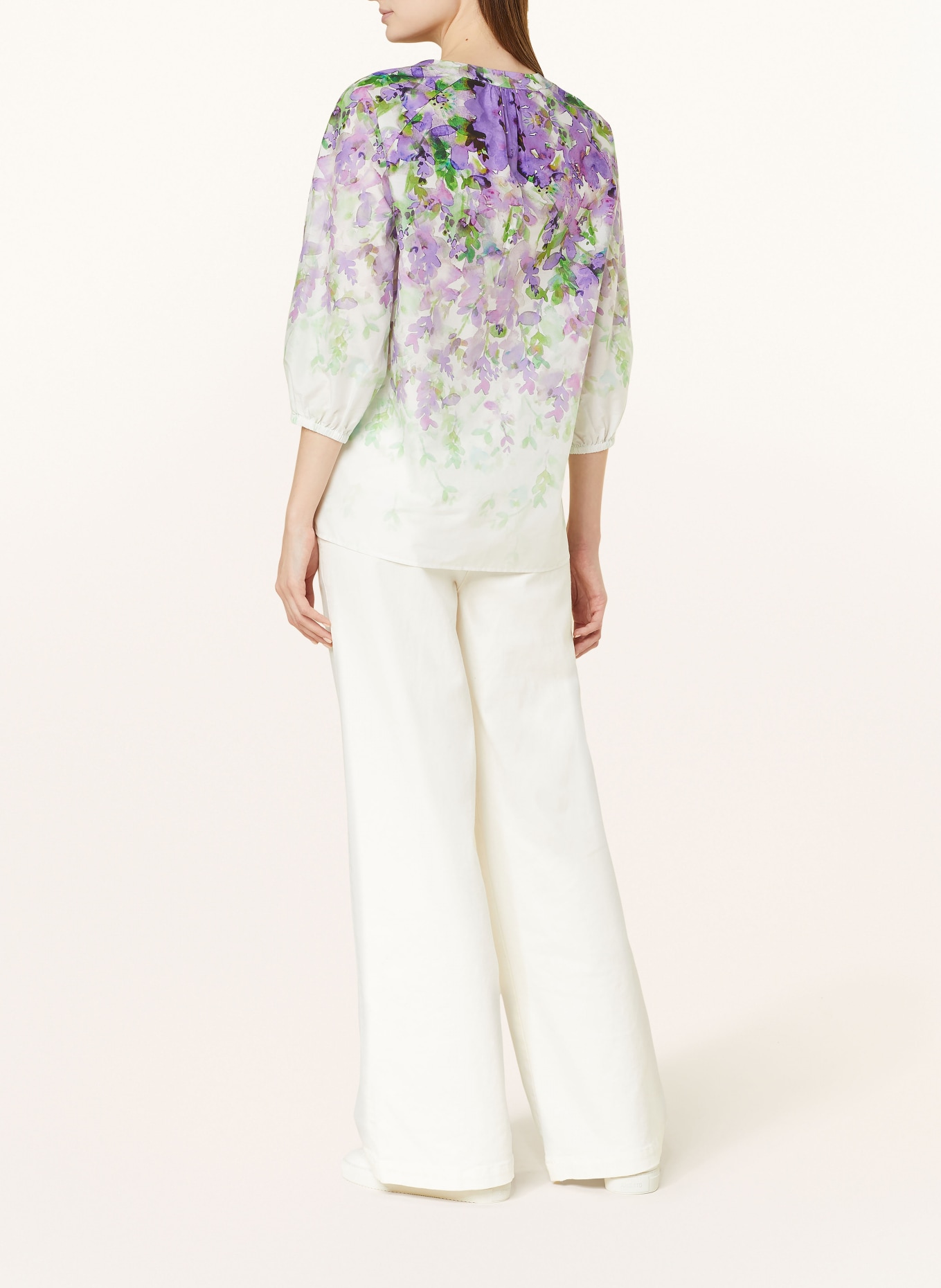 darling harbour Shirt blouse with 3/4 sleeves, Color: WHITE/ PURPLE/ GREEN (Image 3)