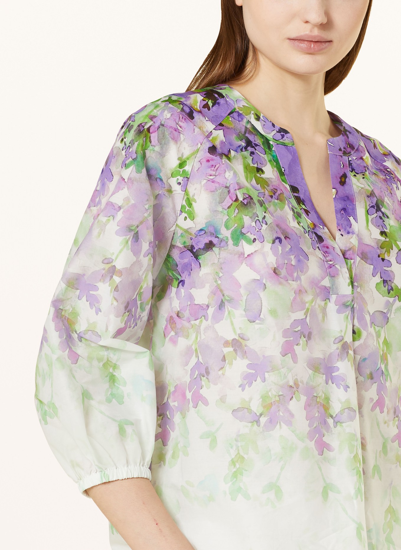 darling harbour Shirt blouse with 3/4 sleeves, Color: WHITE/ PURPLE/ GREEN (Image 4)