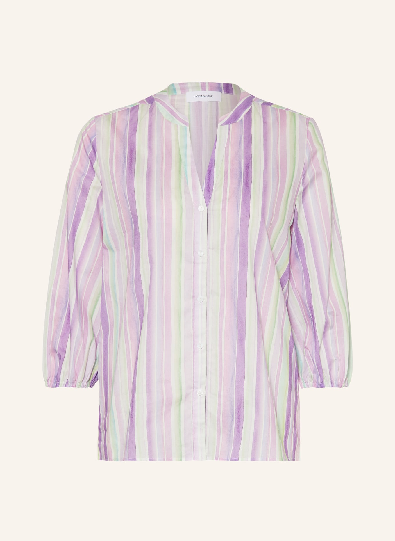 darling harbour Blouse with 3/4 sleeves, Color: WHITE/ PURPLE/ GREEN (Image 1)