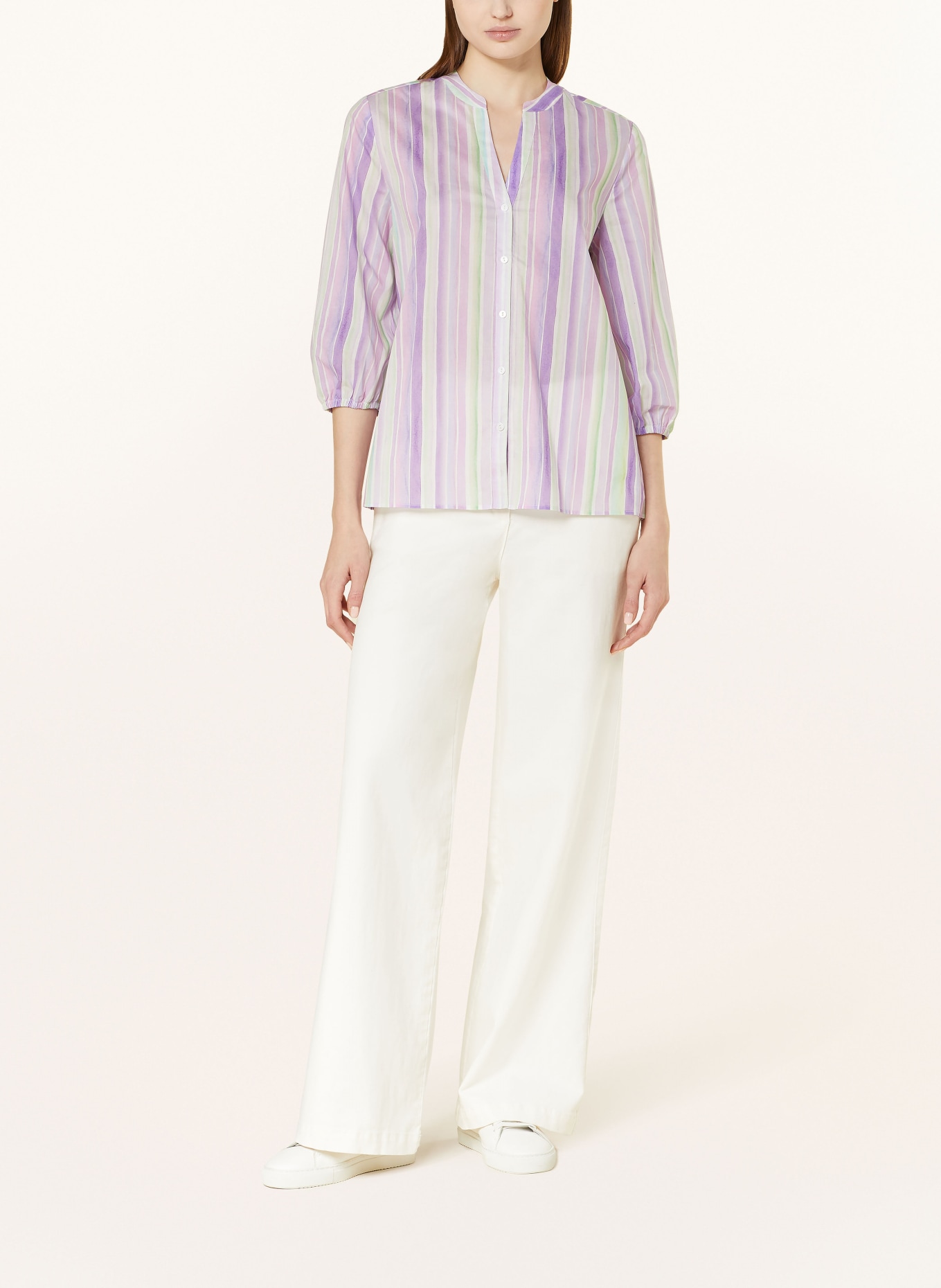 darling harbour Blouse with 3/4 sleeves, Color: WHITE/ PURPLE/ GREEN (Image 2)