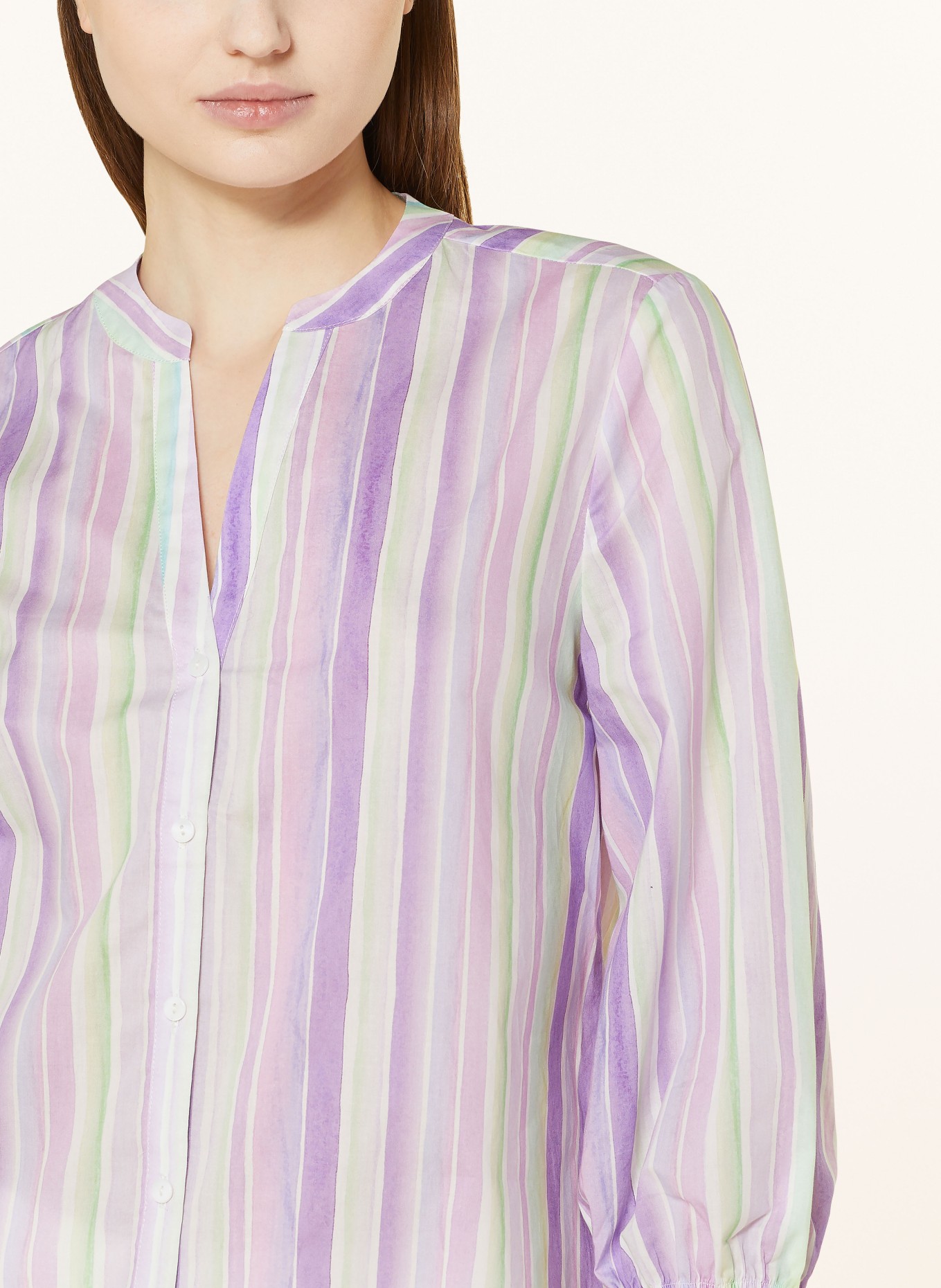 darling harbour Blouse with 3/4 sleeves, Color: WHITE/ PURPLE/ GREEN (Image 4)